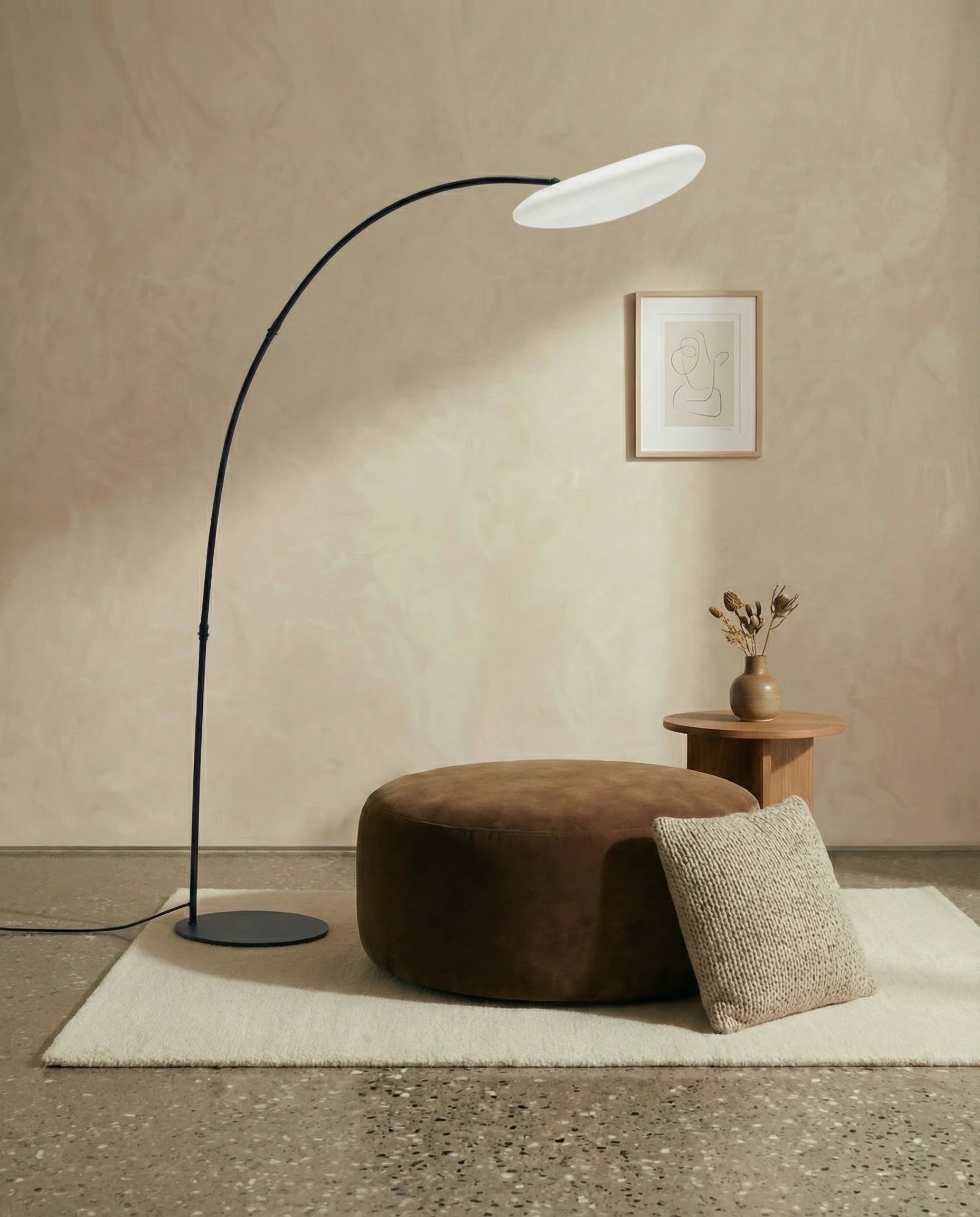 Arco Black & White Fishing Rod Floor Lamp