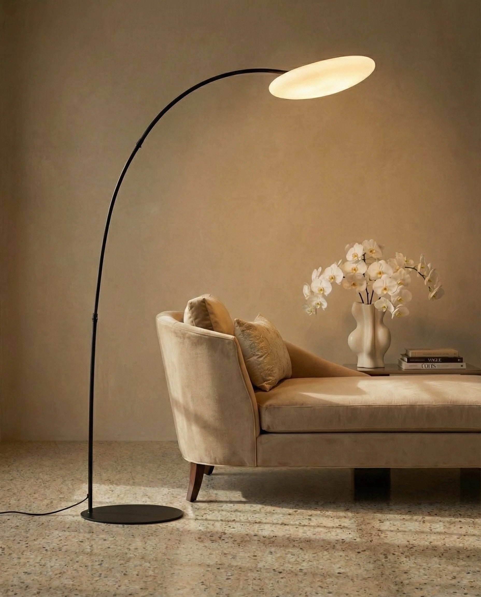 Arco Black & White Fishing Rod Floor Lamp
