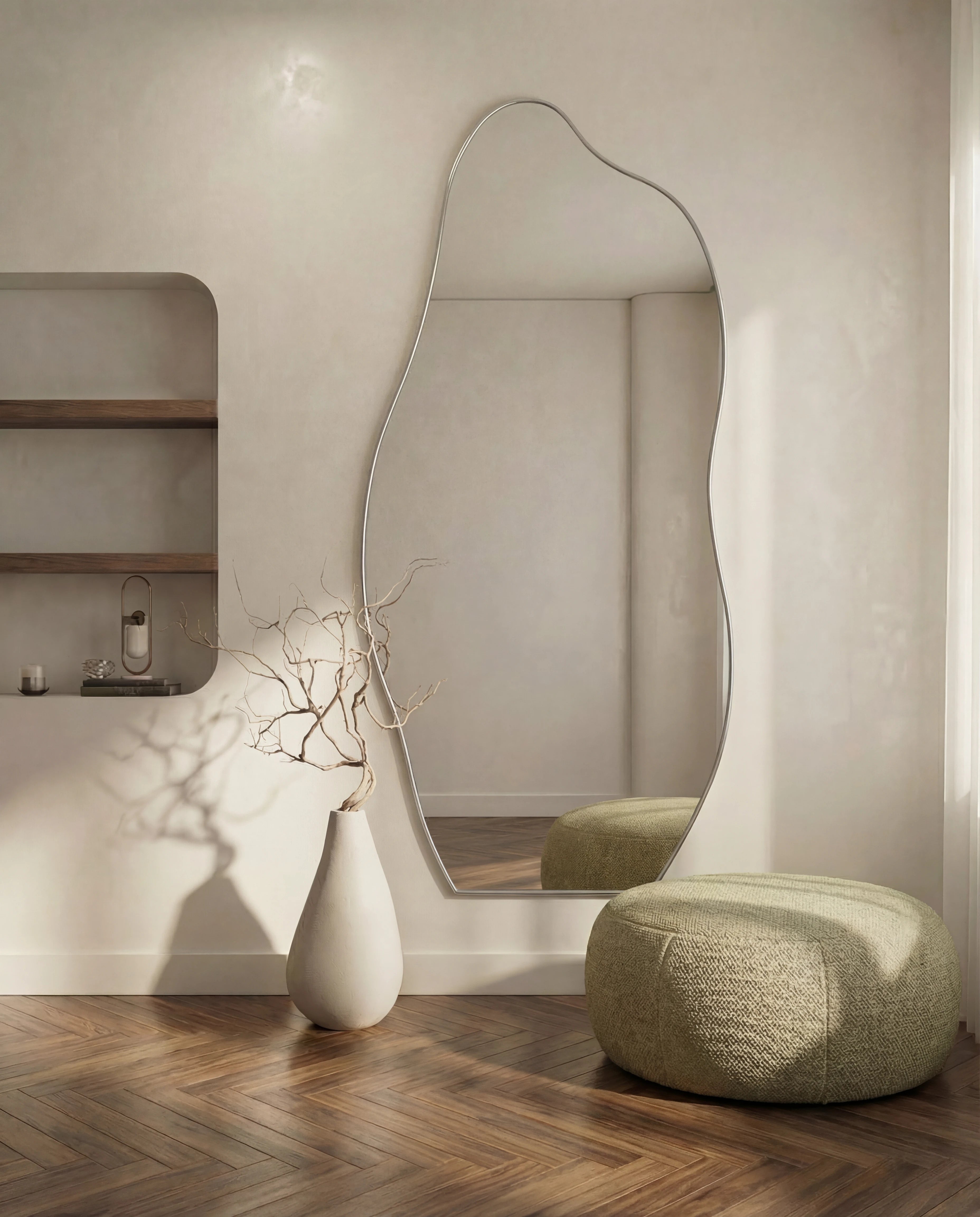 Ariana Large Wavy Frameless Mirror