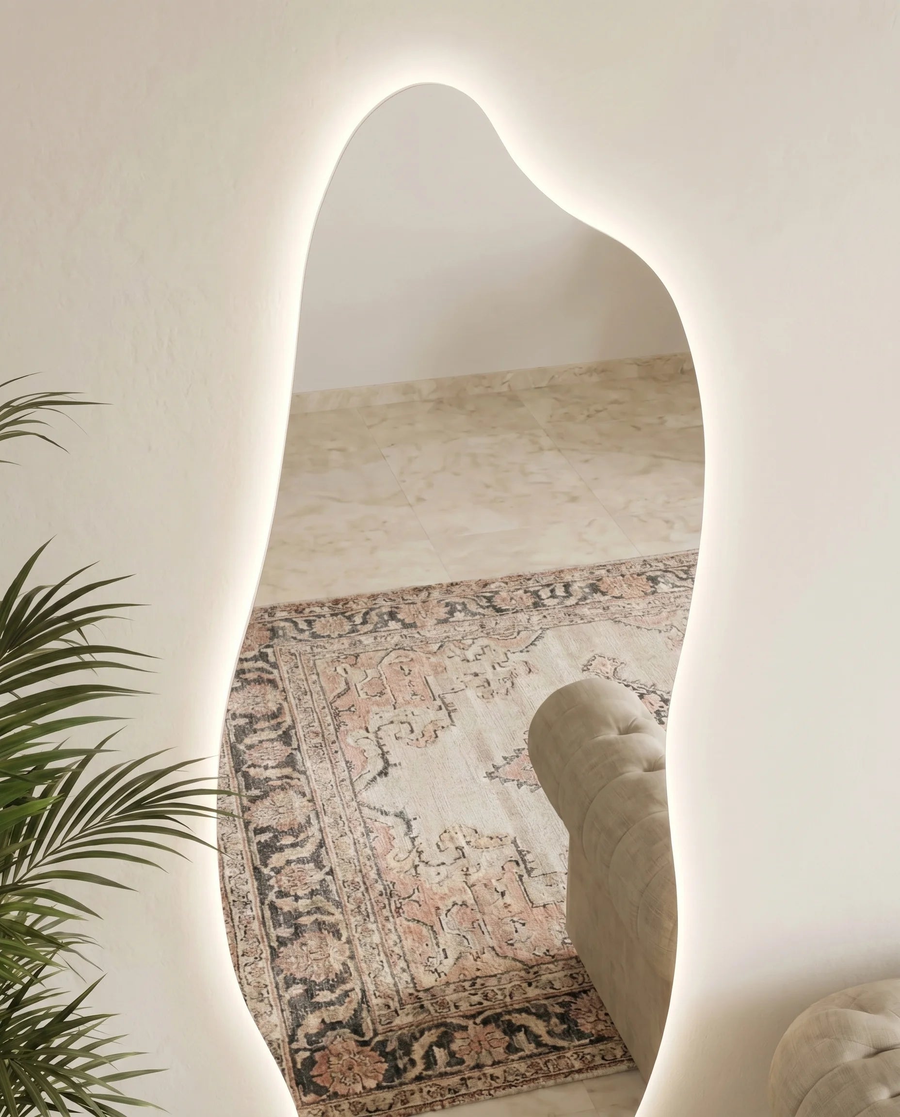 Ariana Backlit Wavy Frameless Mirror with LED