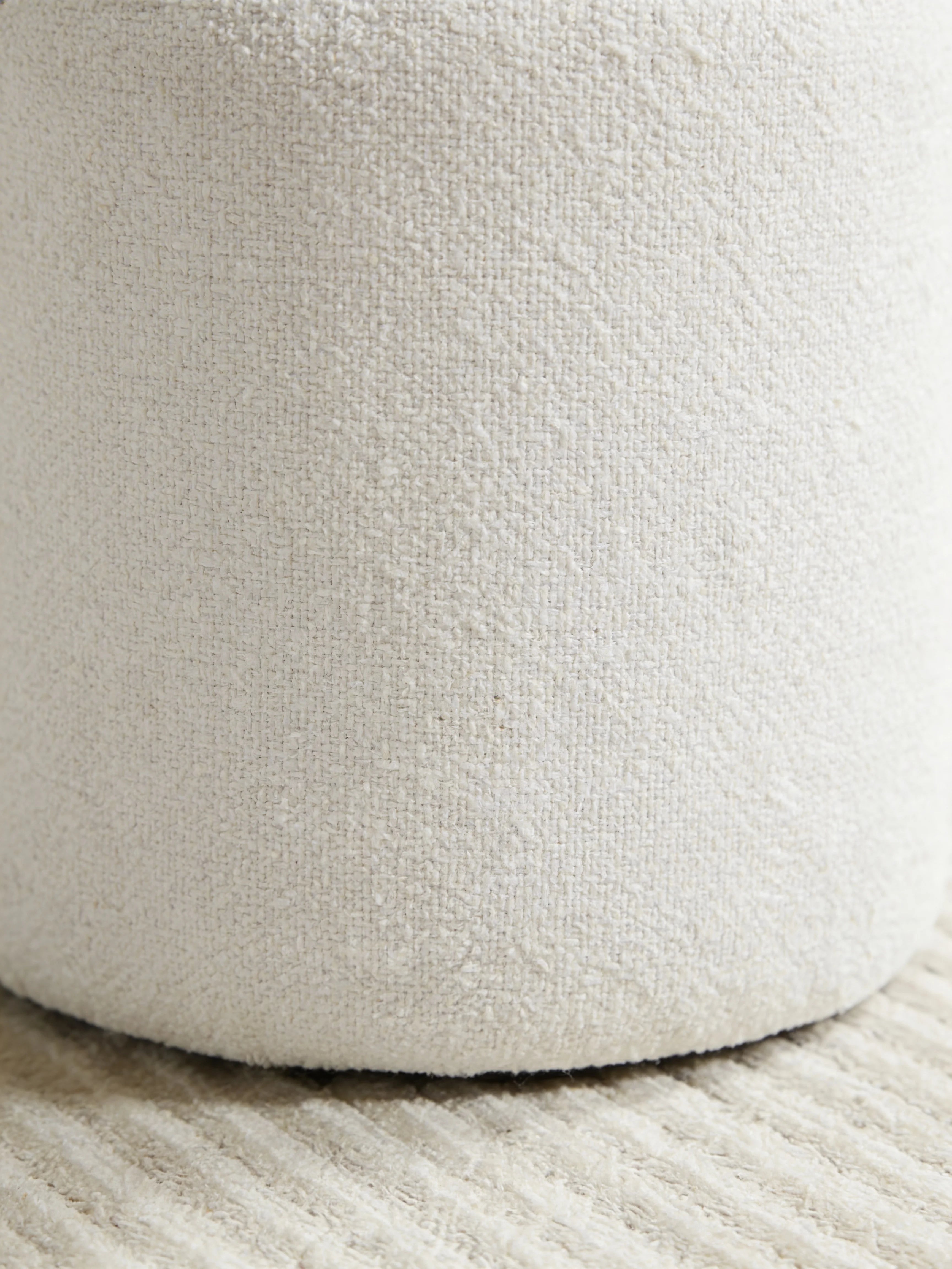 Arlo Round White Boho Pouf