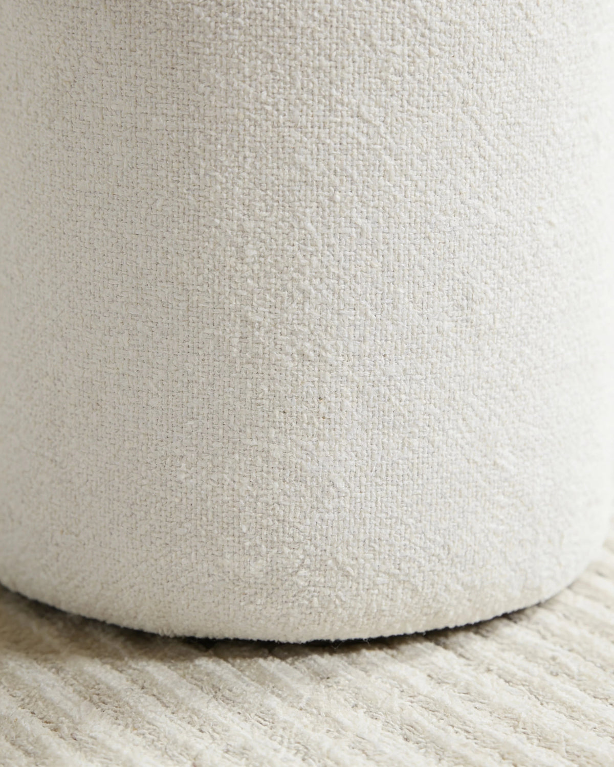 Arlo round boho pouf, side view