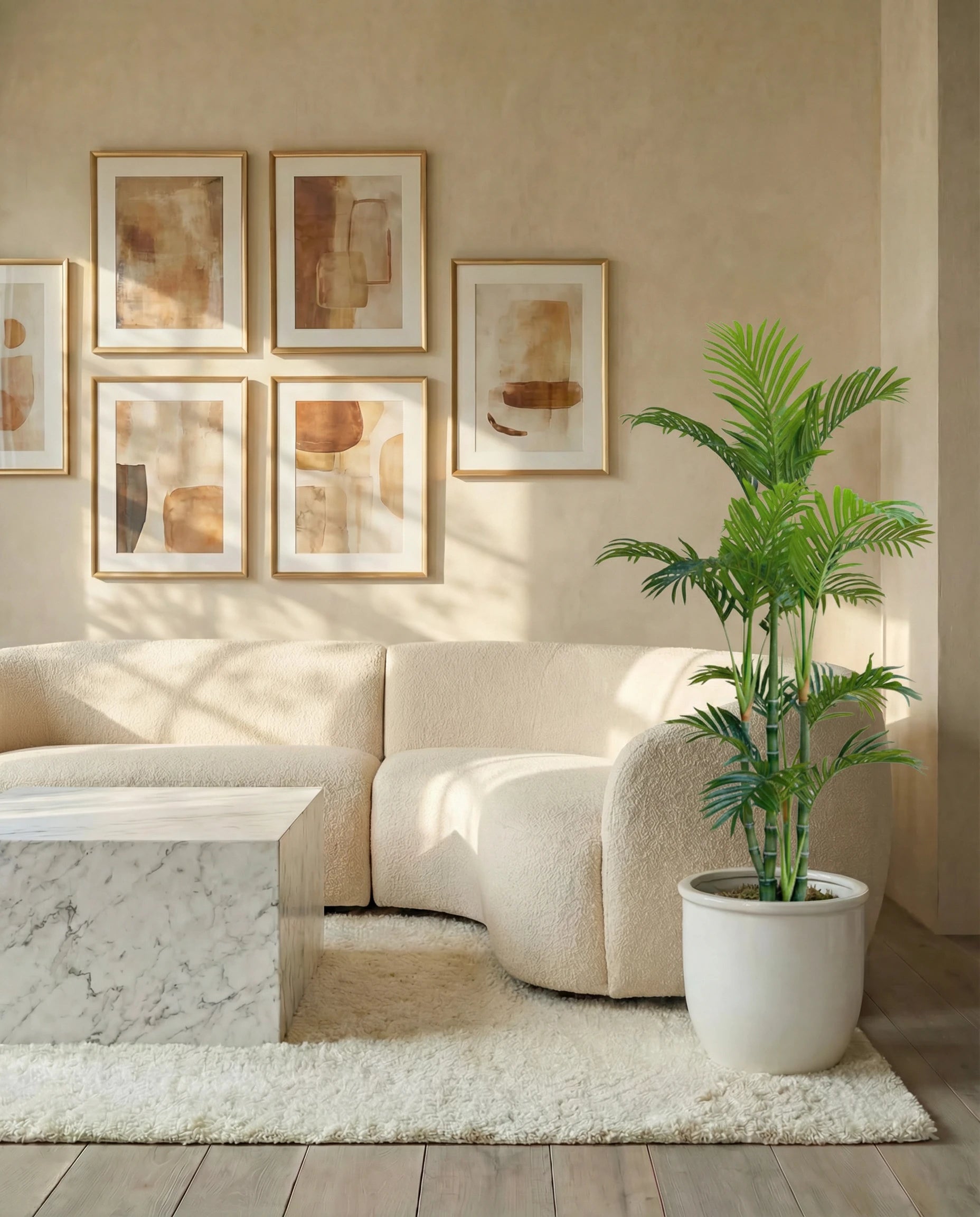 Artificial areca palm plant, full view