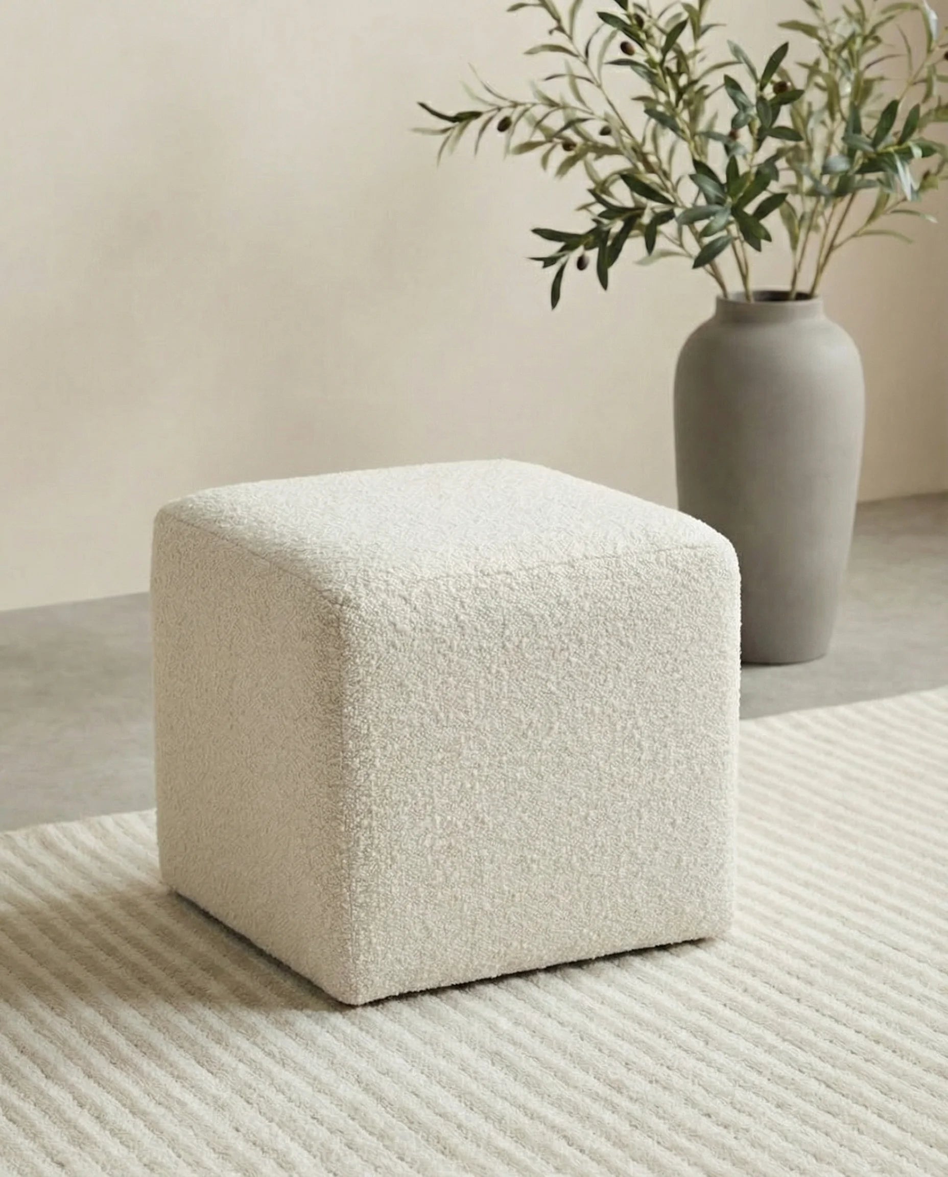 Atlas Classic Bouclé Cube Pouf