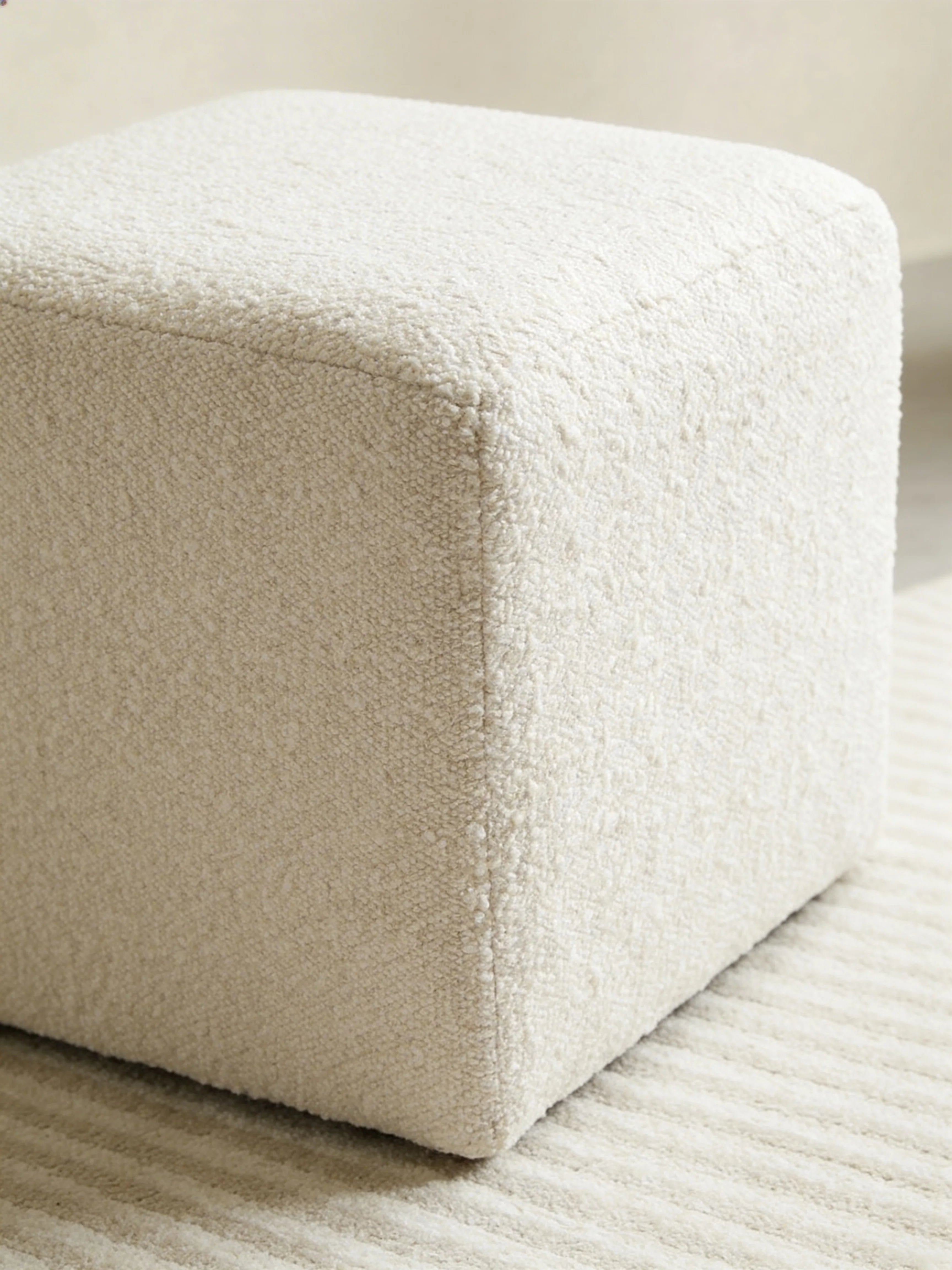 Atlas Classic Bouclé Cube Pouf