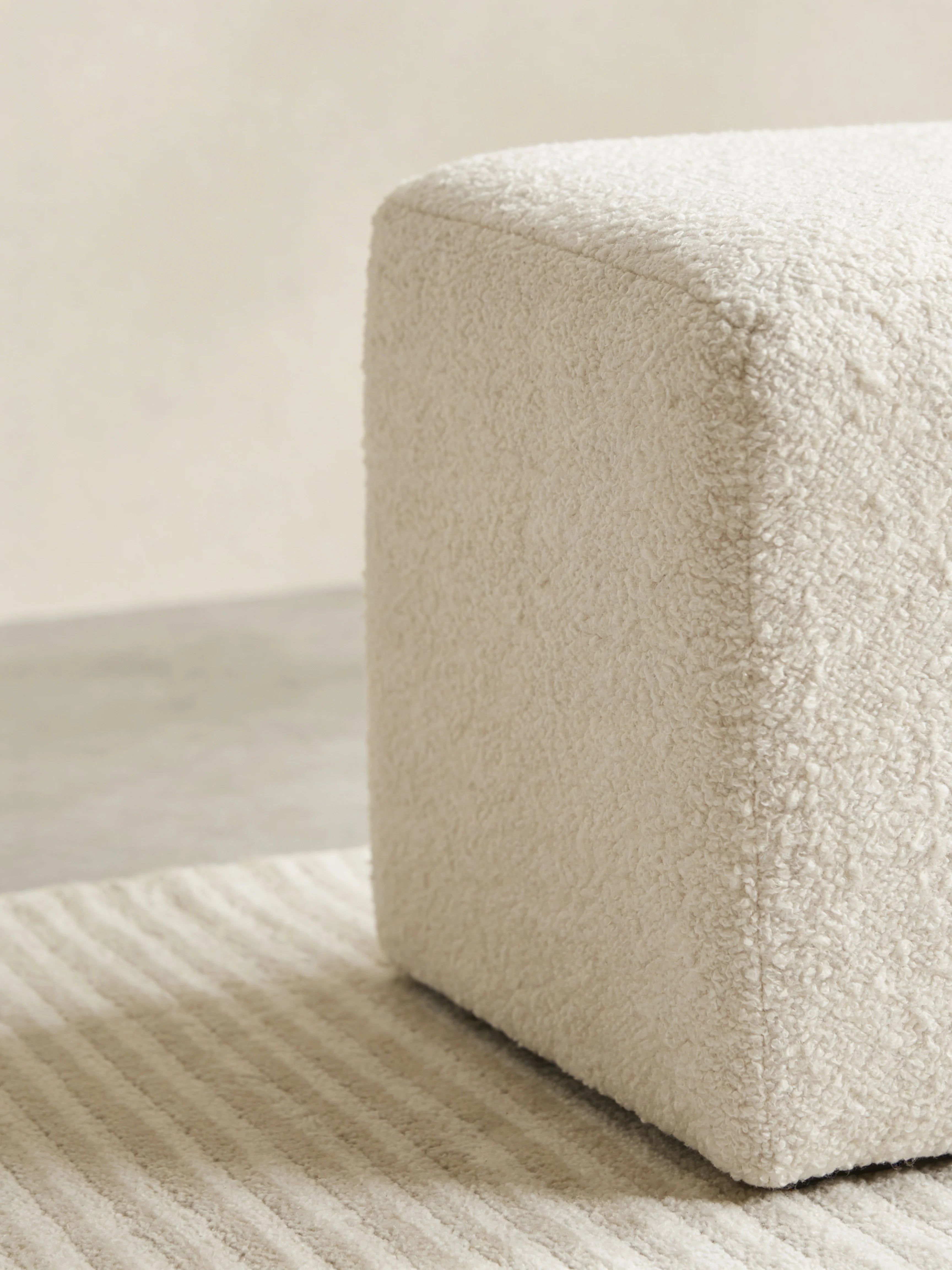 Atlas Classic Bouclé Cube Pouf