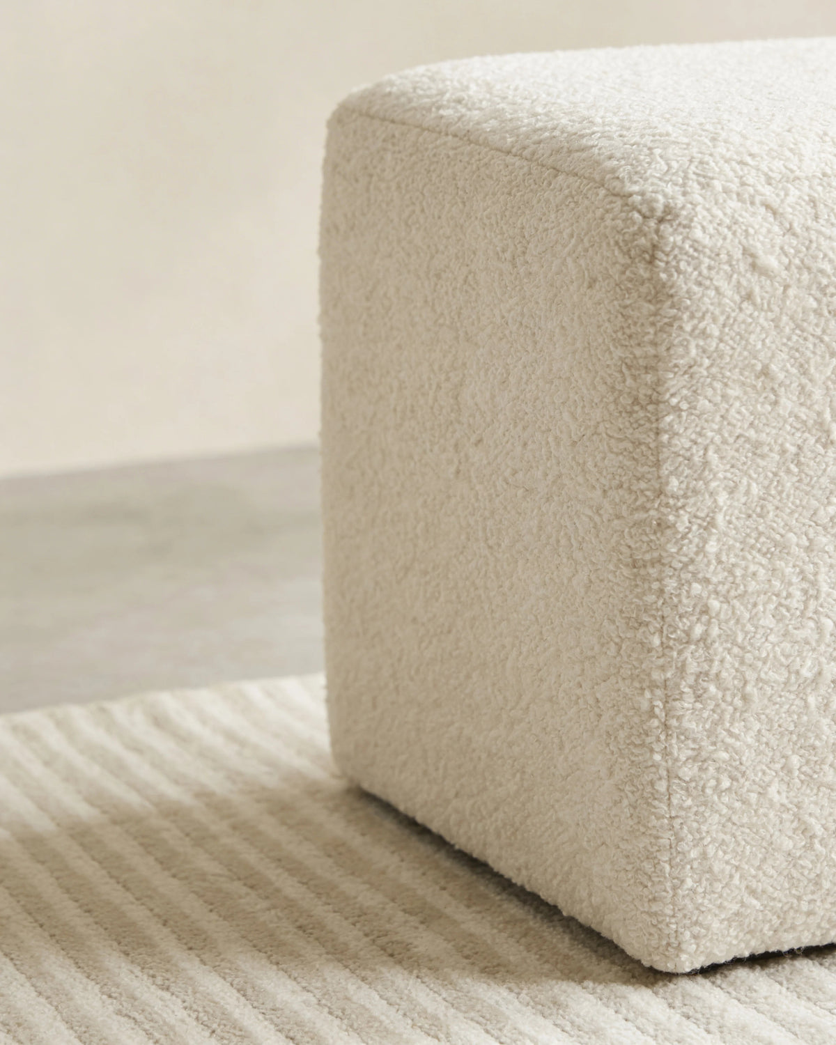 Atlas cube pouf, side view