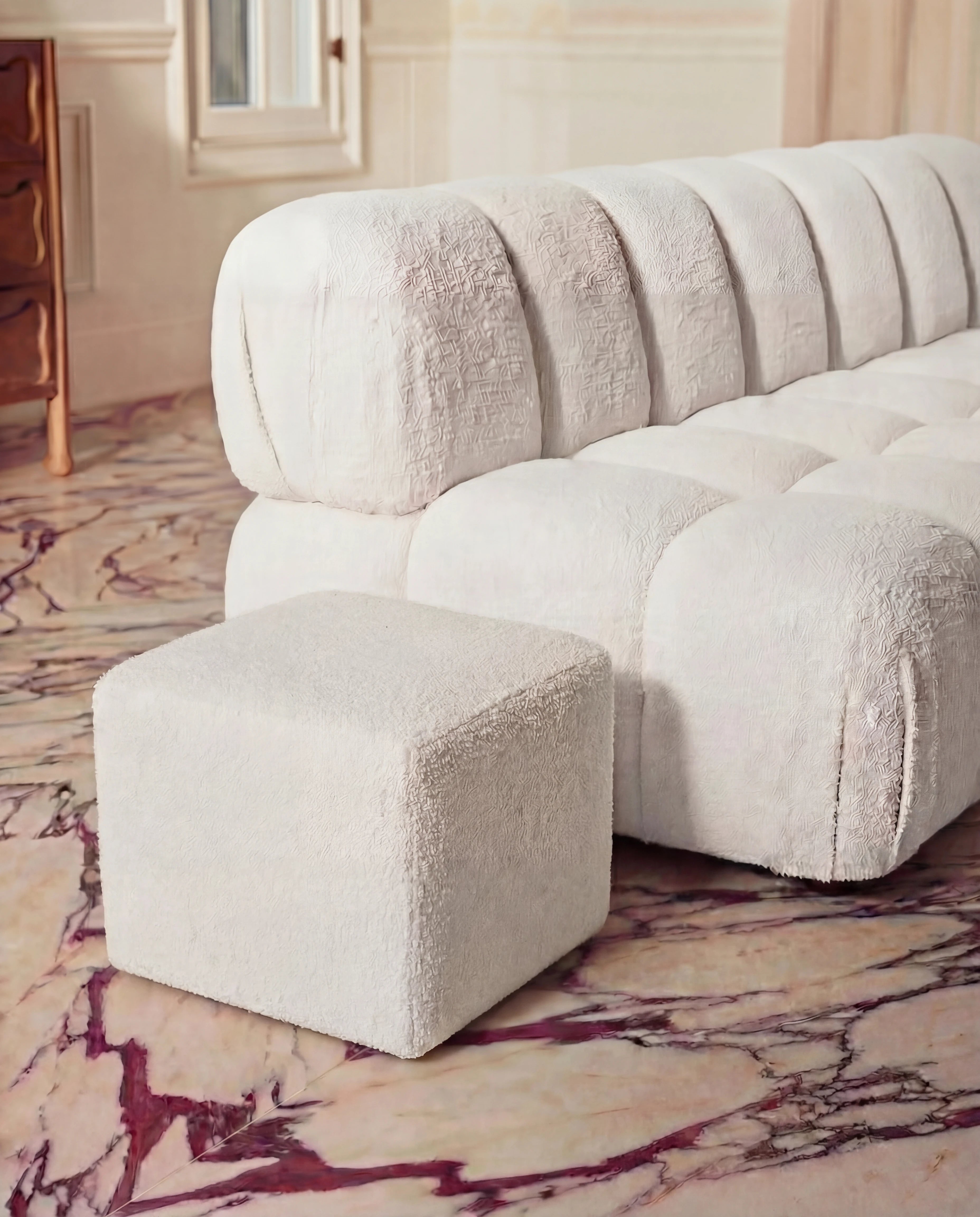 Atlas Classic Bouclé Cube Pouf