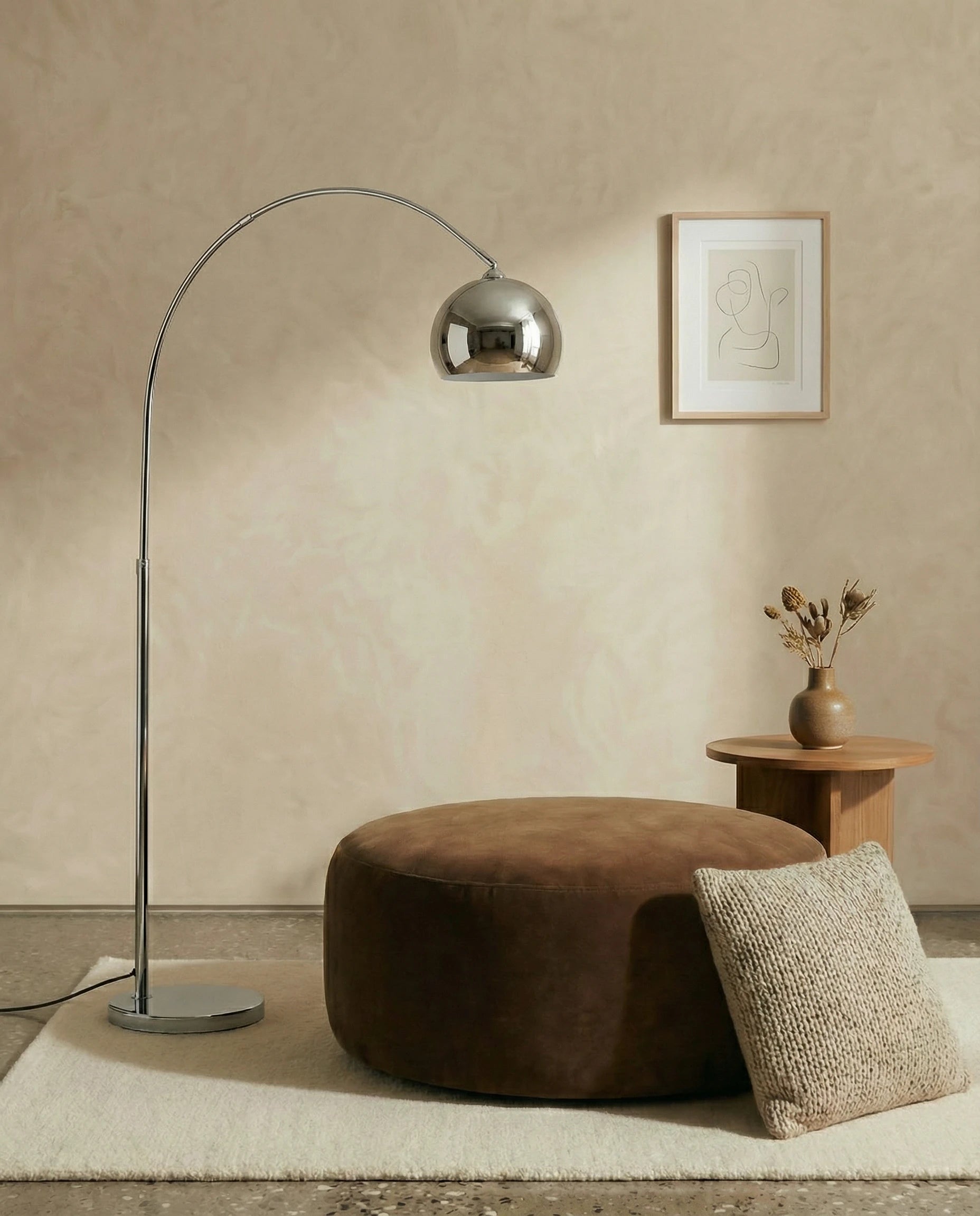 Aura Silver Arc Floor Lamp (Adjustable)
