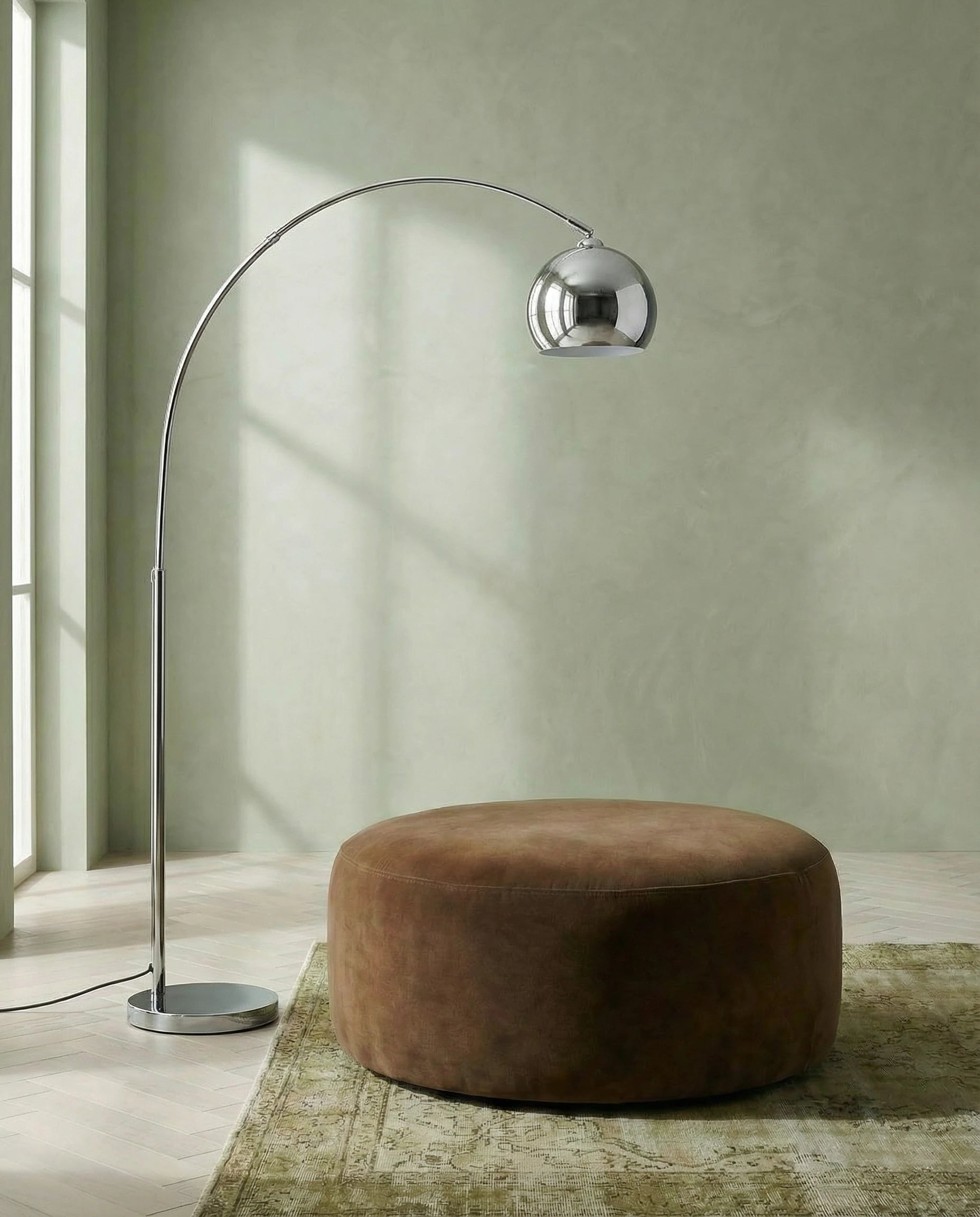 Aura Silver Arc Floor Lamp (Adjustable)