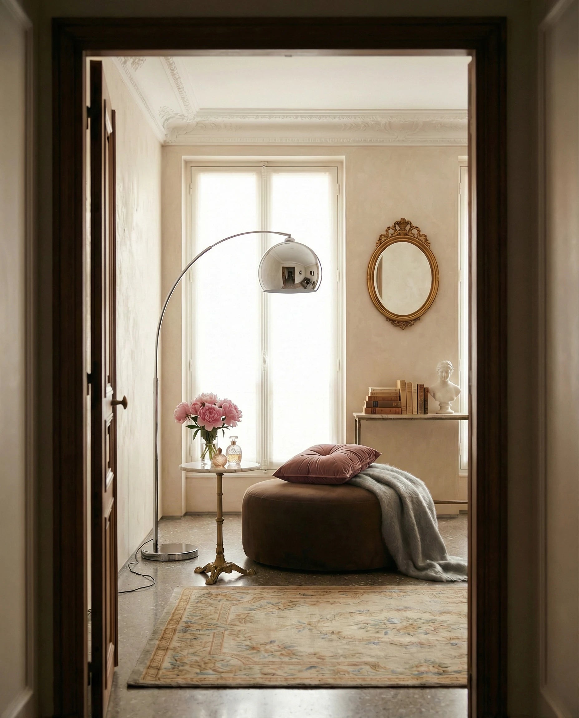 Aura Silver Arc Floor Lamp (Adjustable)