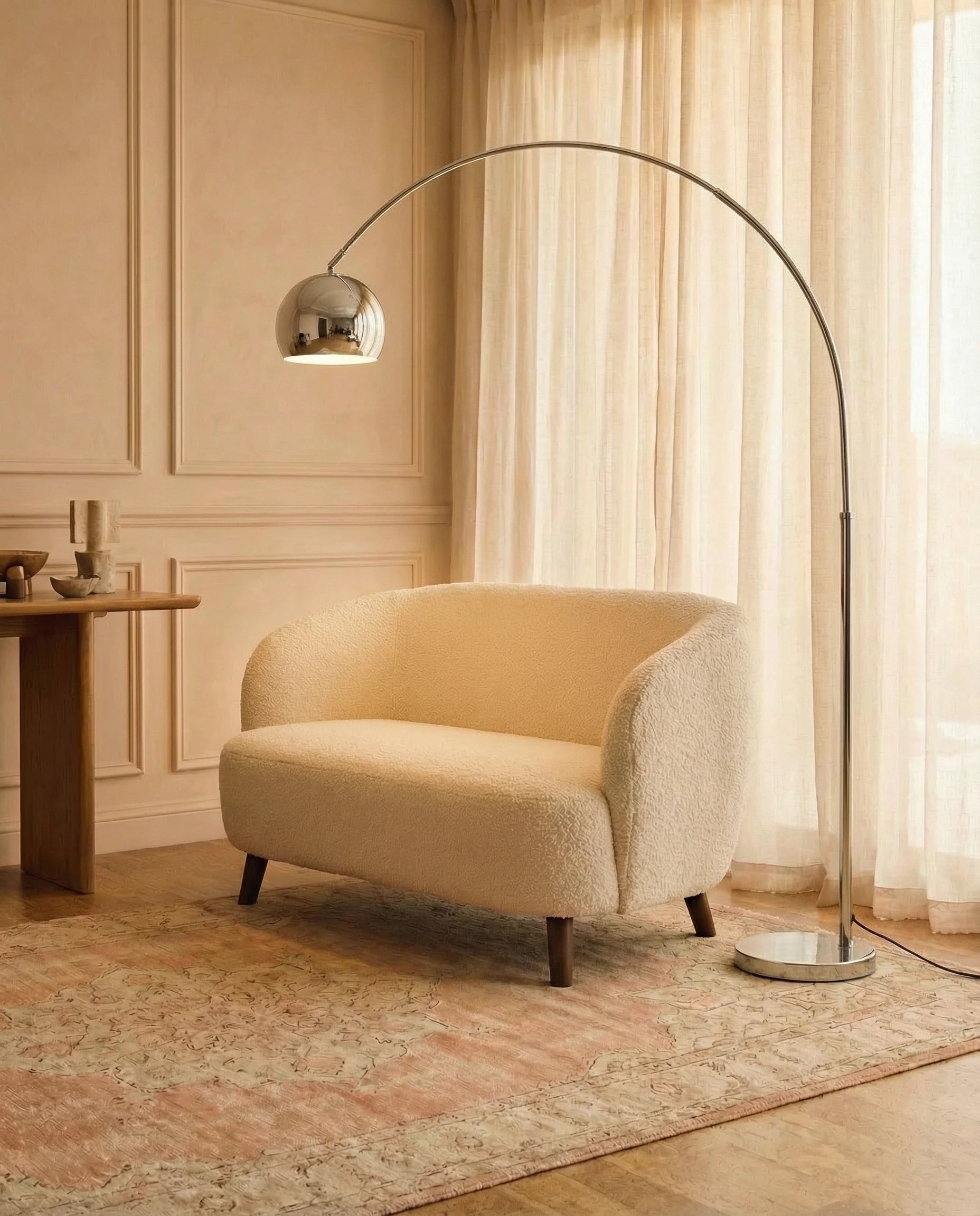 Aura Silver Arc Floor Lamp (Adjustable)