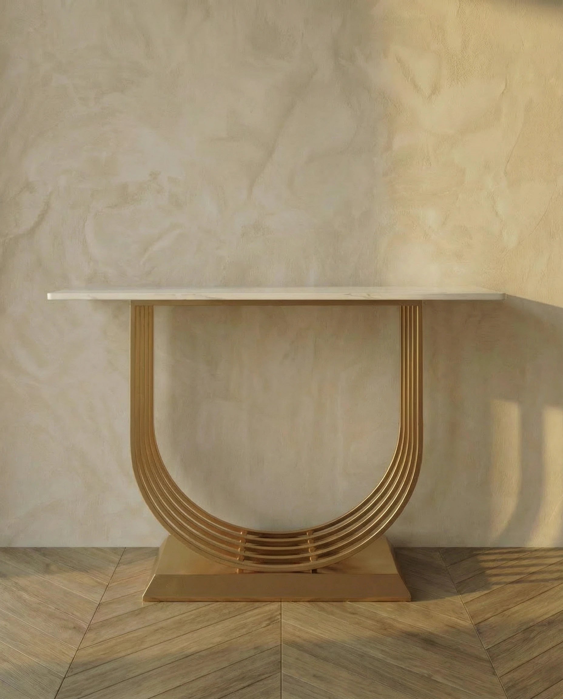 Aurelle White Marble & Gold Console Table