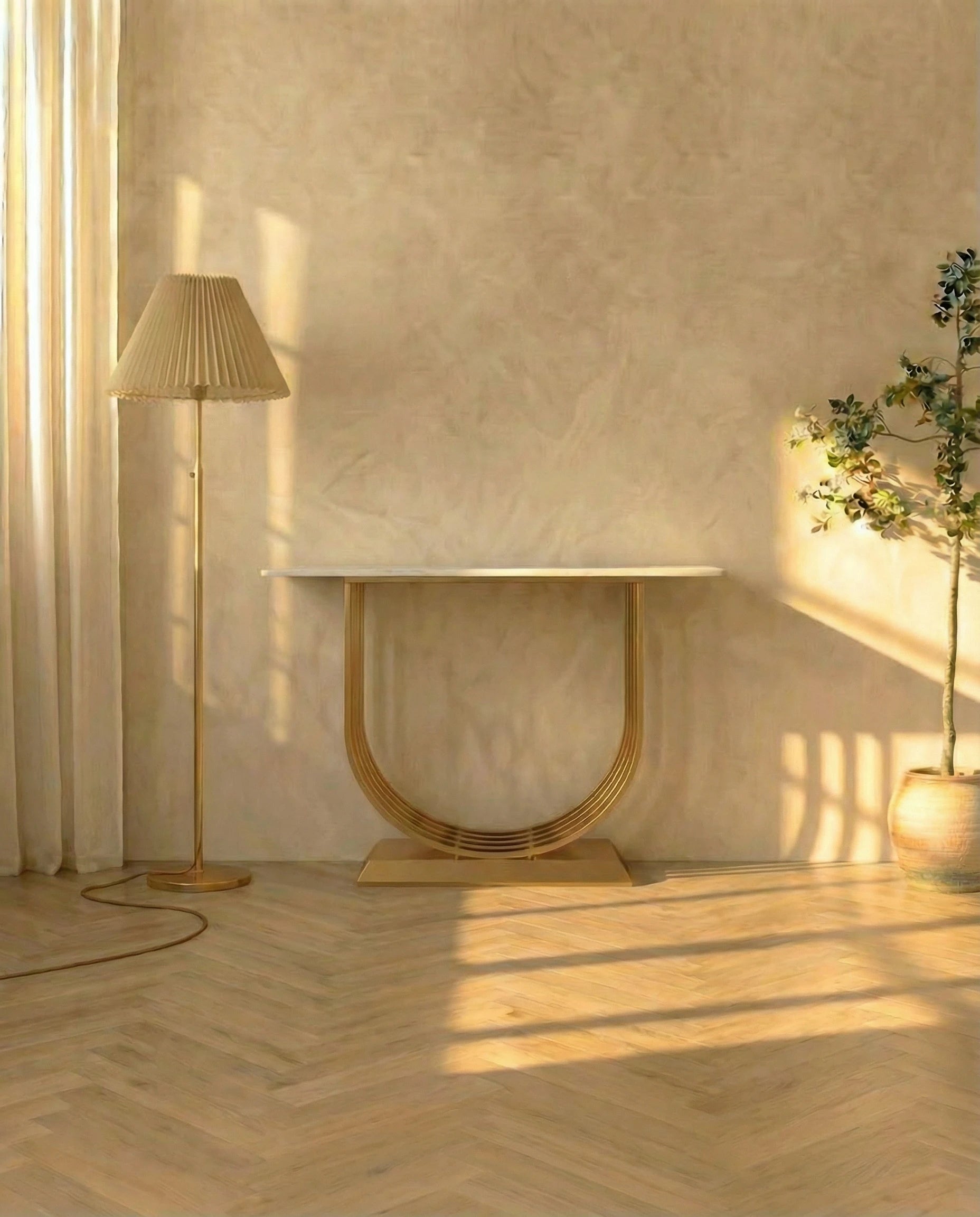 Aurelle White Marble & Gold Console Table