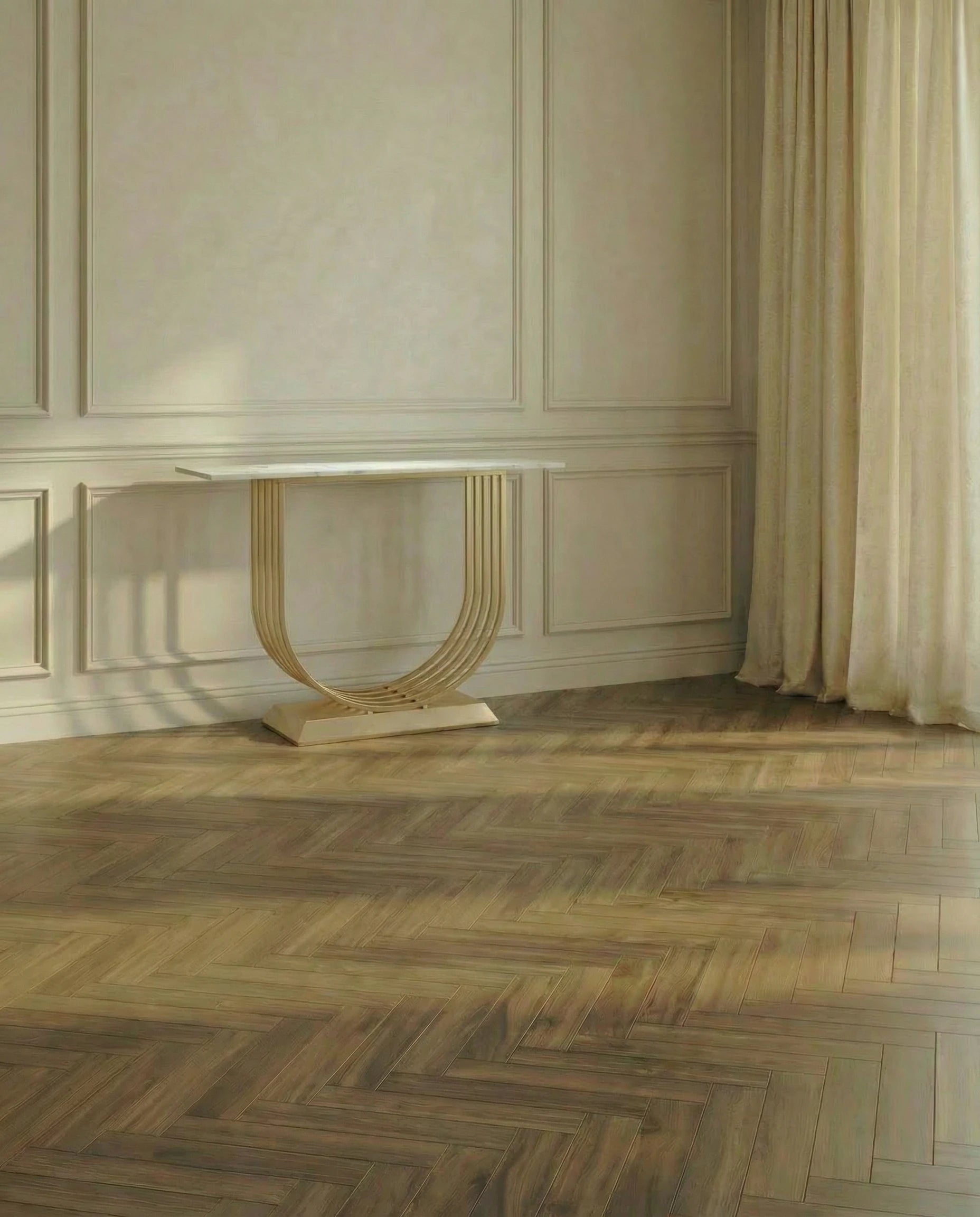 Aurelle White Marble & Gold Console Table