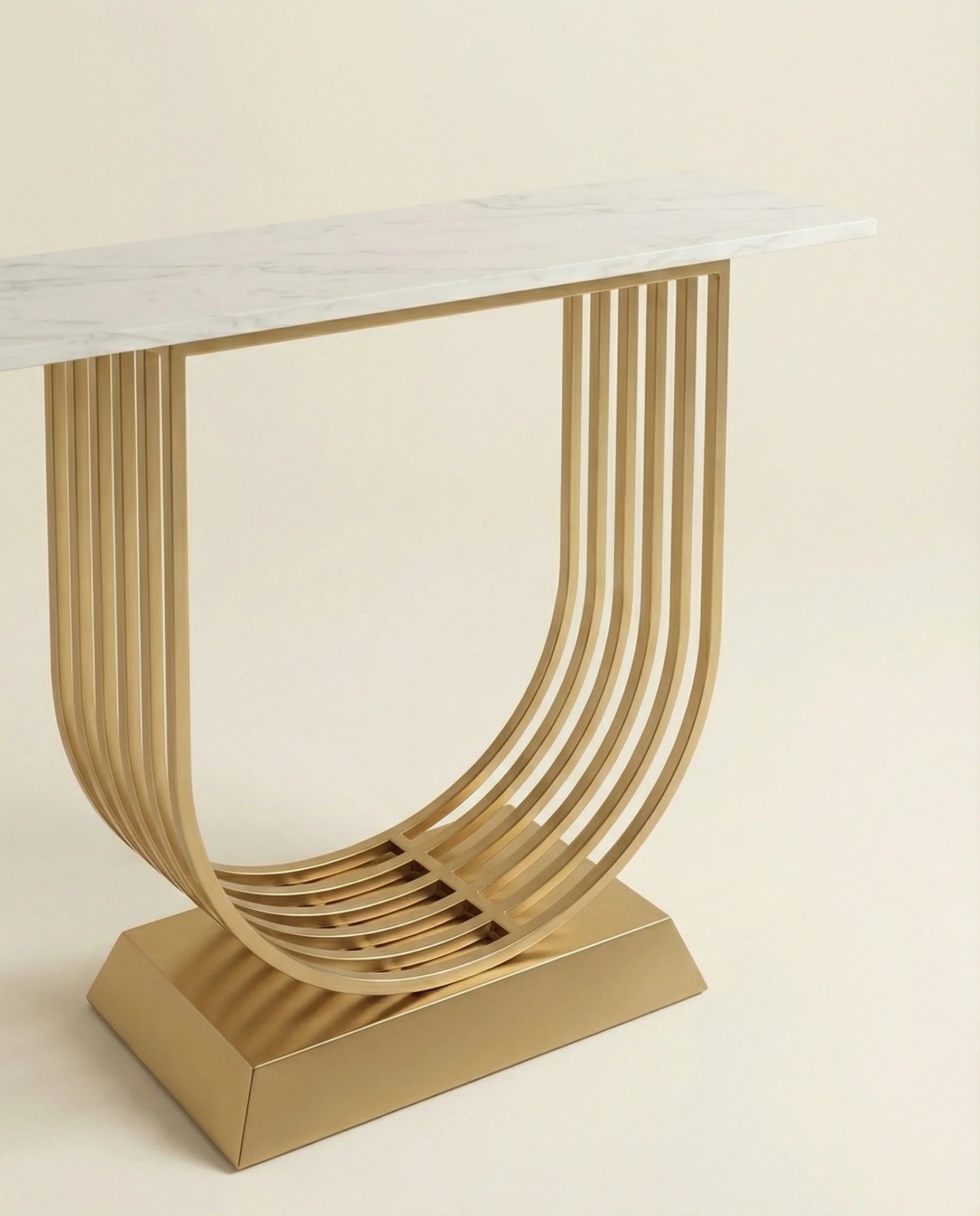 Aurelle White Marble & Gold Console Table