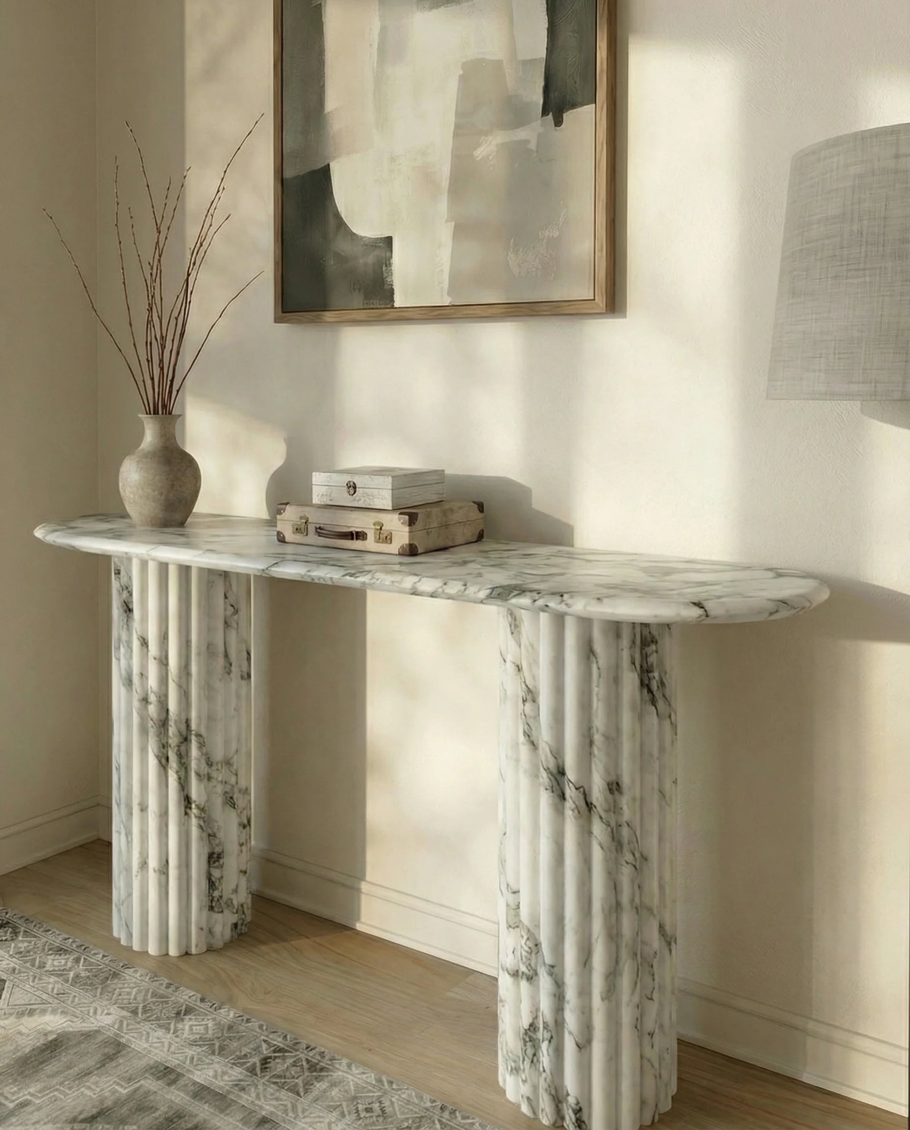 Austin Fluted Arabescato Marble Console Table