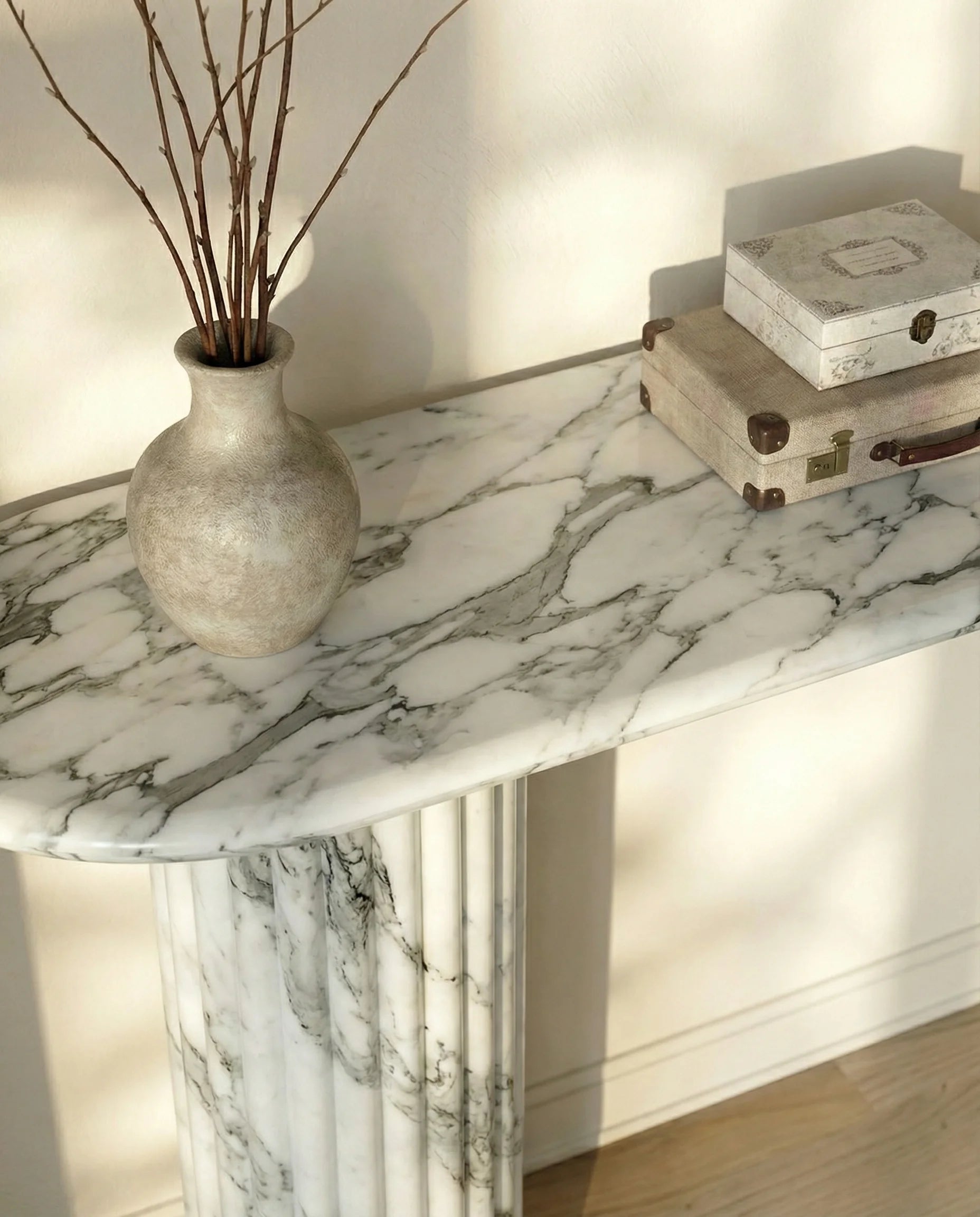 Austin Fluted Arabescato Marble Console Table