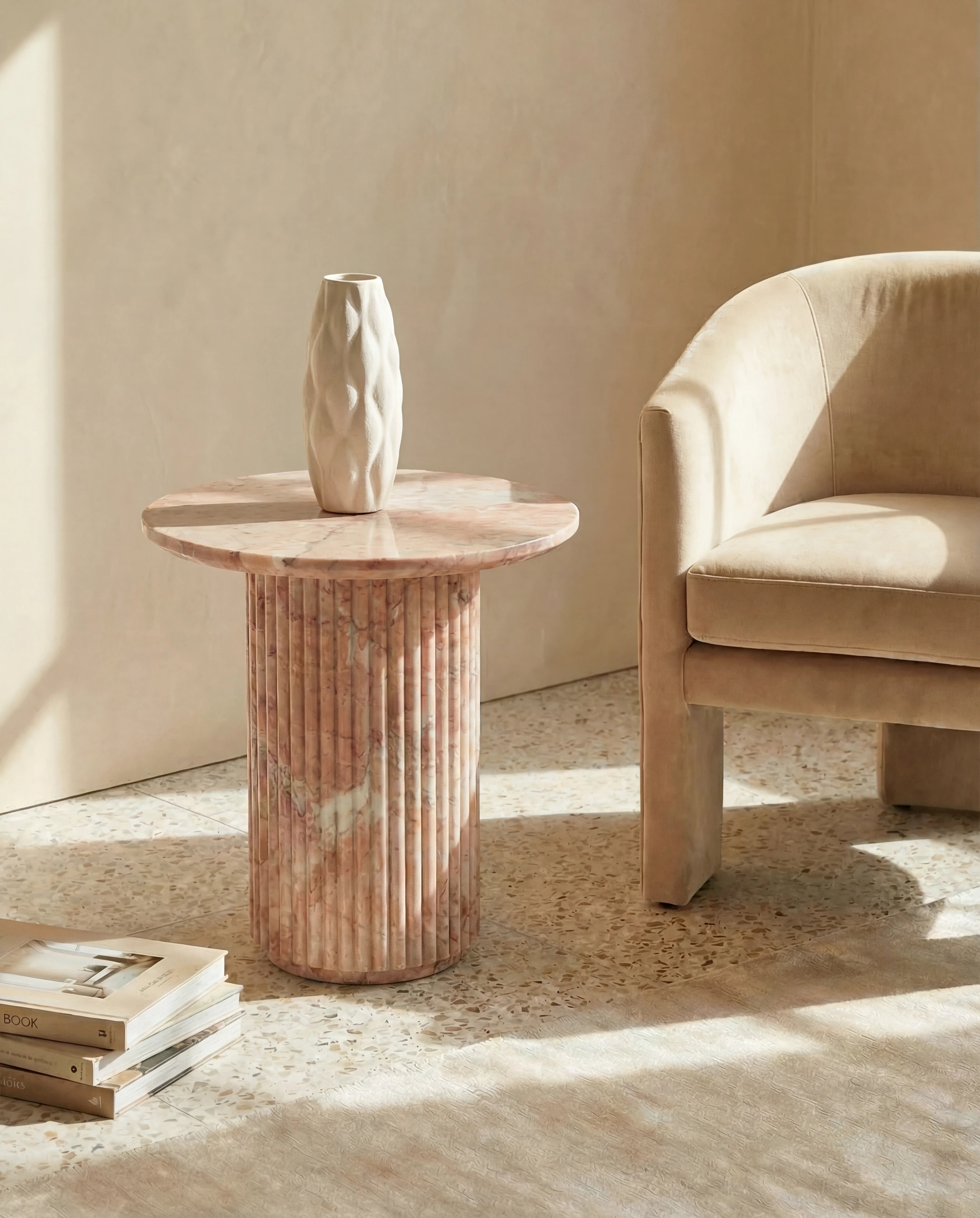 Ayla Cream Textured Ceramic Vase