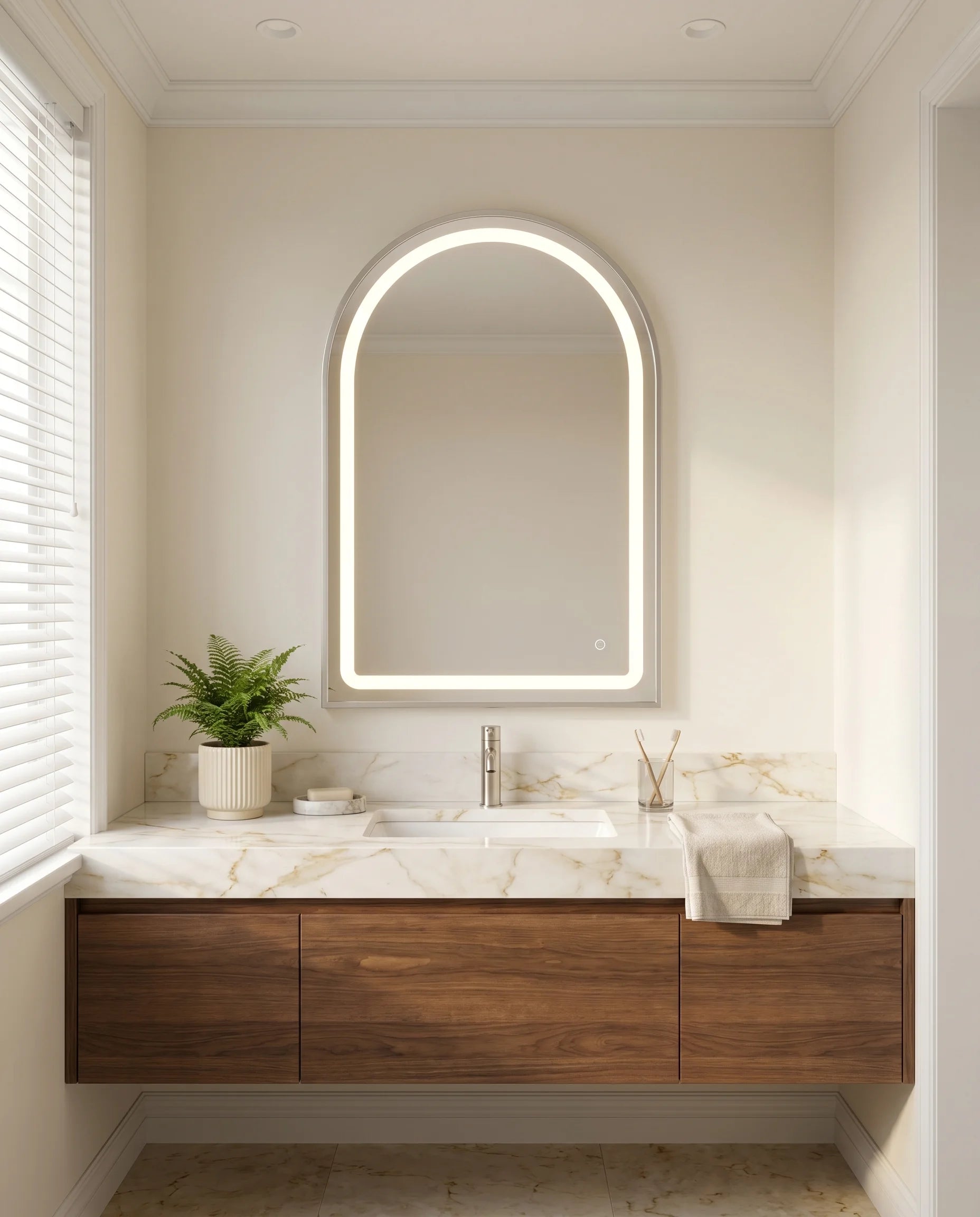 Bambi Silver Framed Arched Mirror with LED