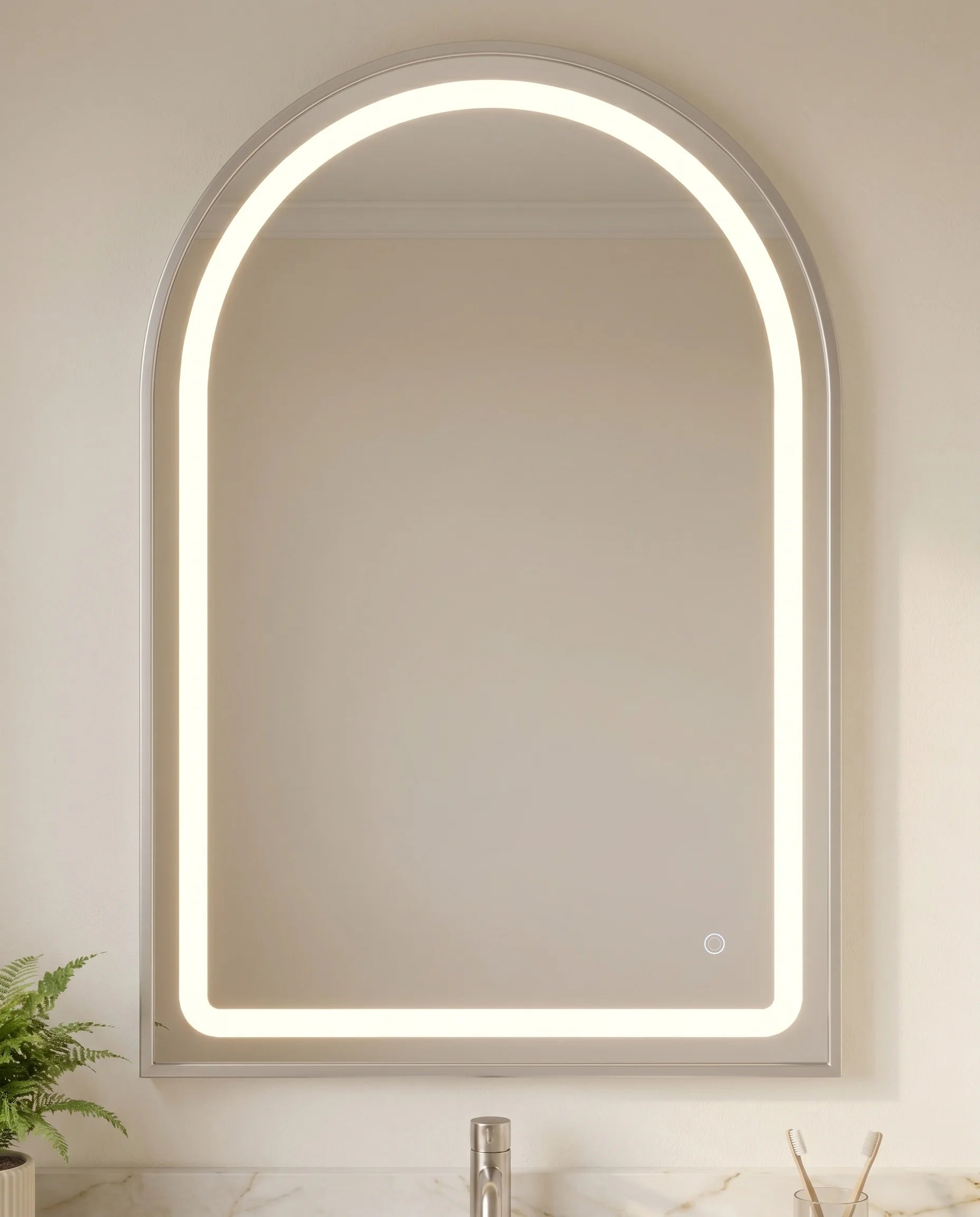 Bambi Silver Framed Arched Mirror with LED