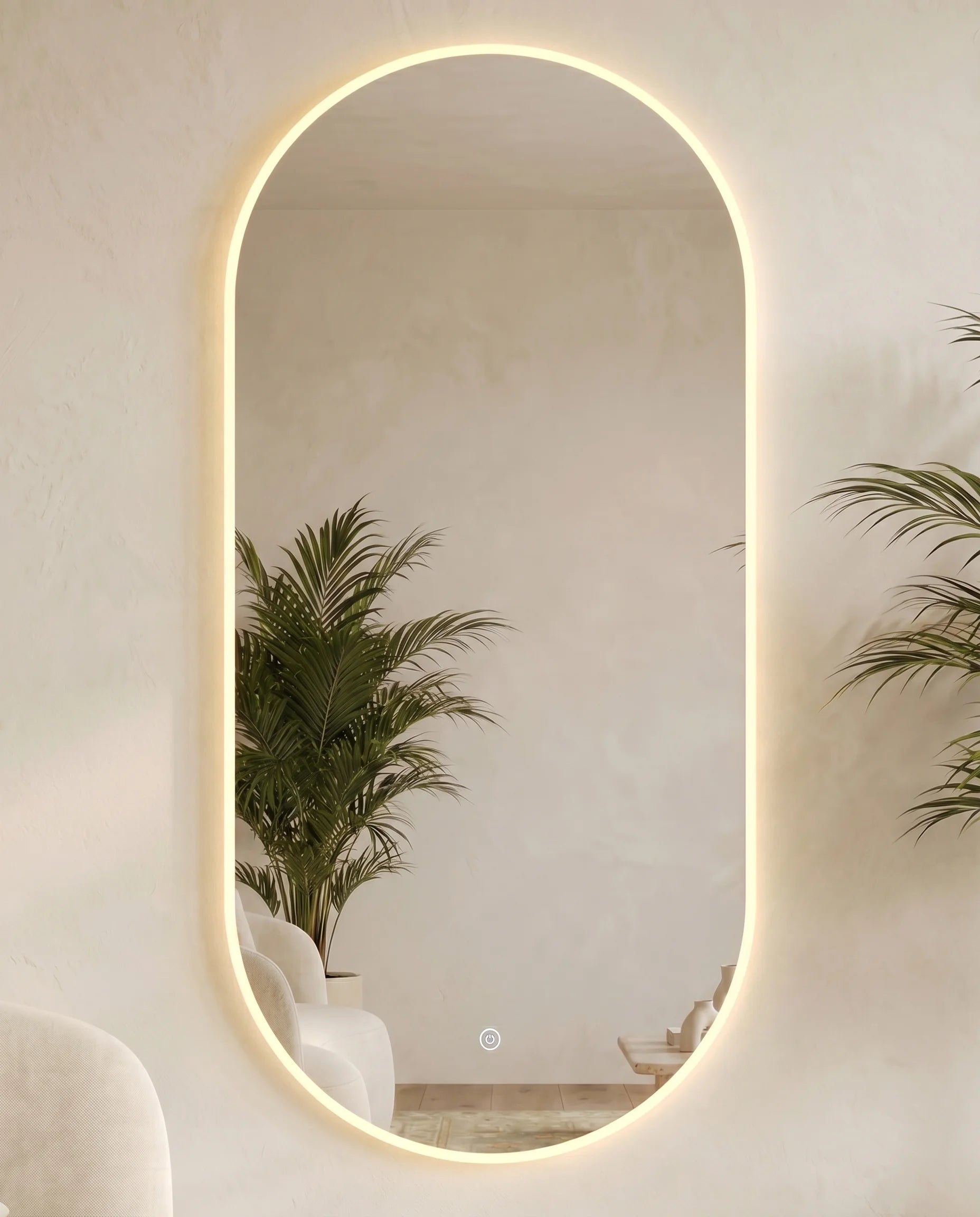 Berlin LED Frameless Oval Mirror (Pill-Shaped)