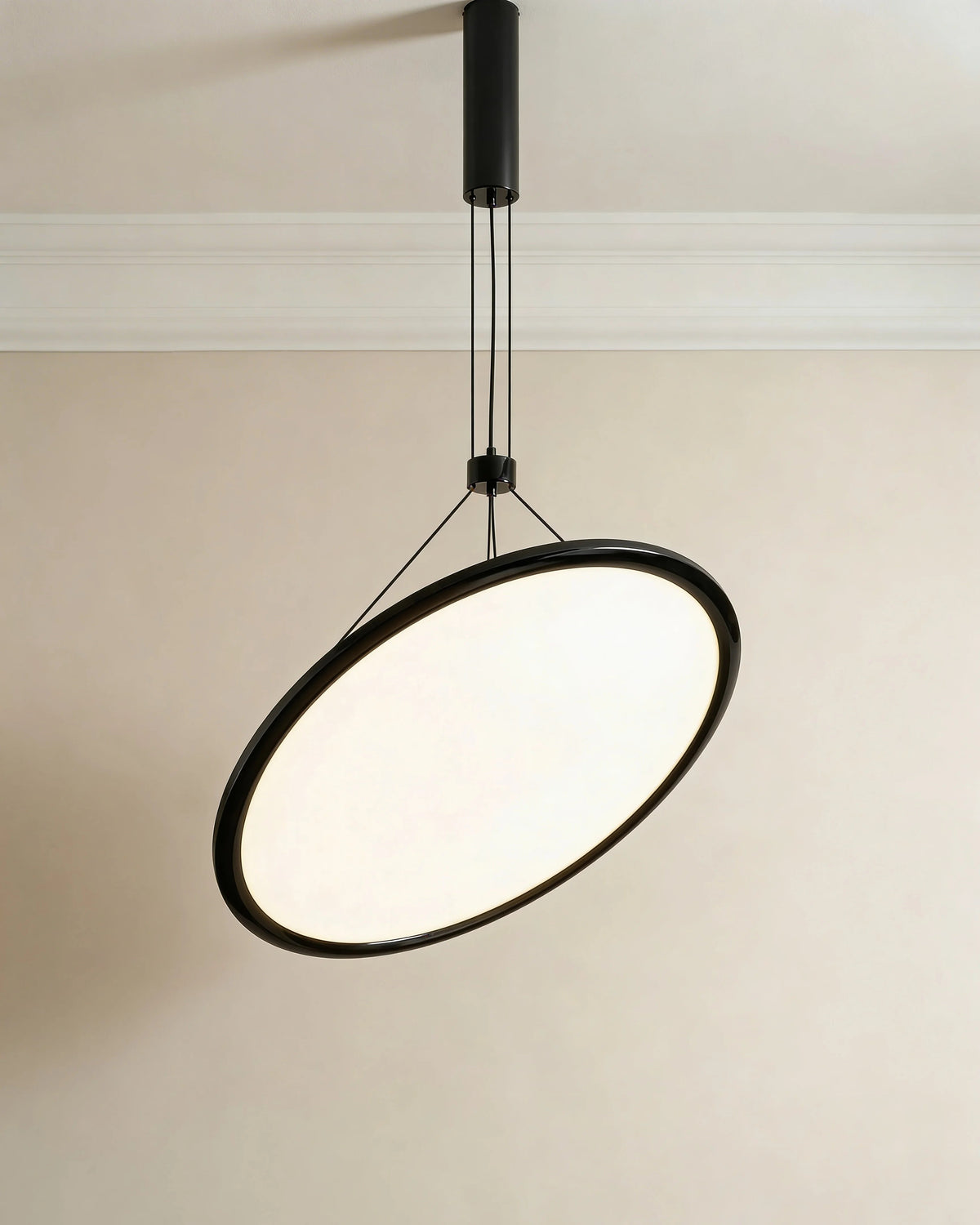 Black minimalist disc pendant light