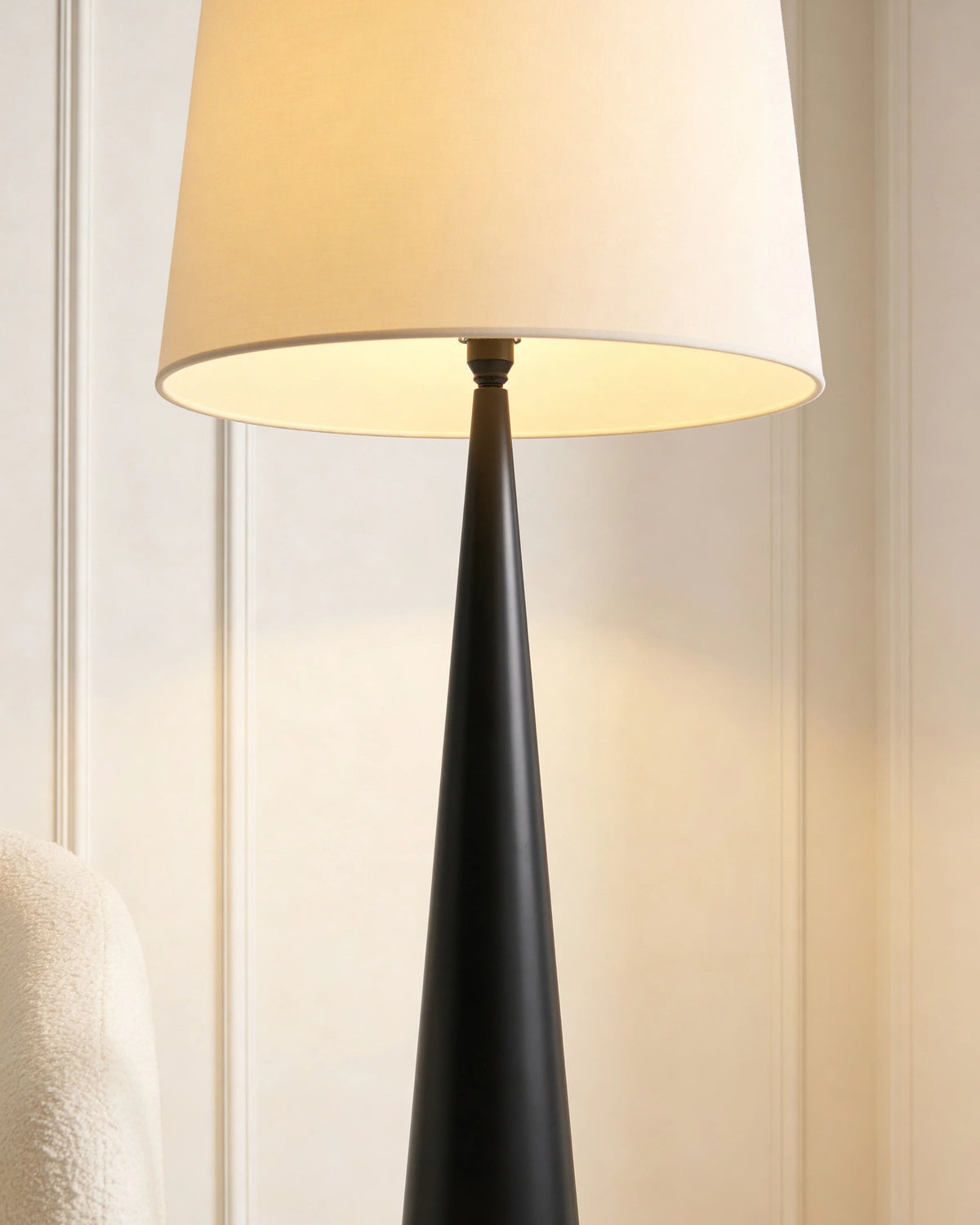 Black floor lamp in a Dubai living room