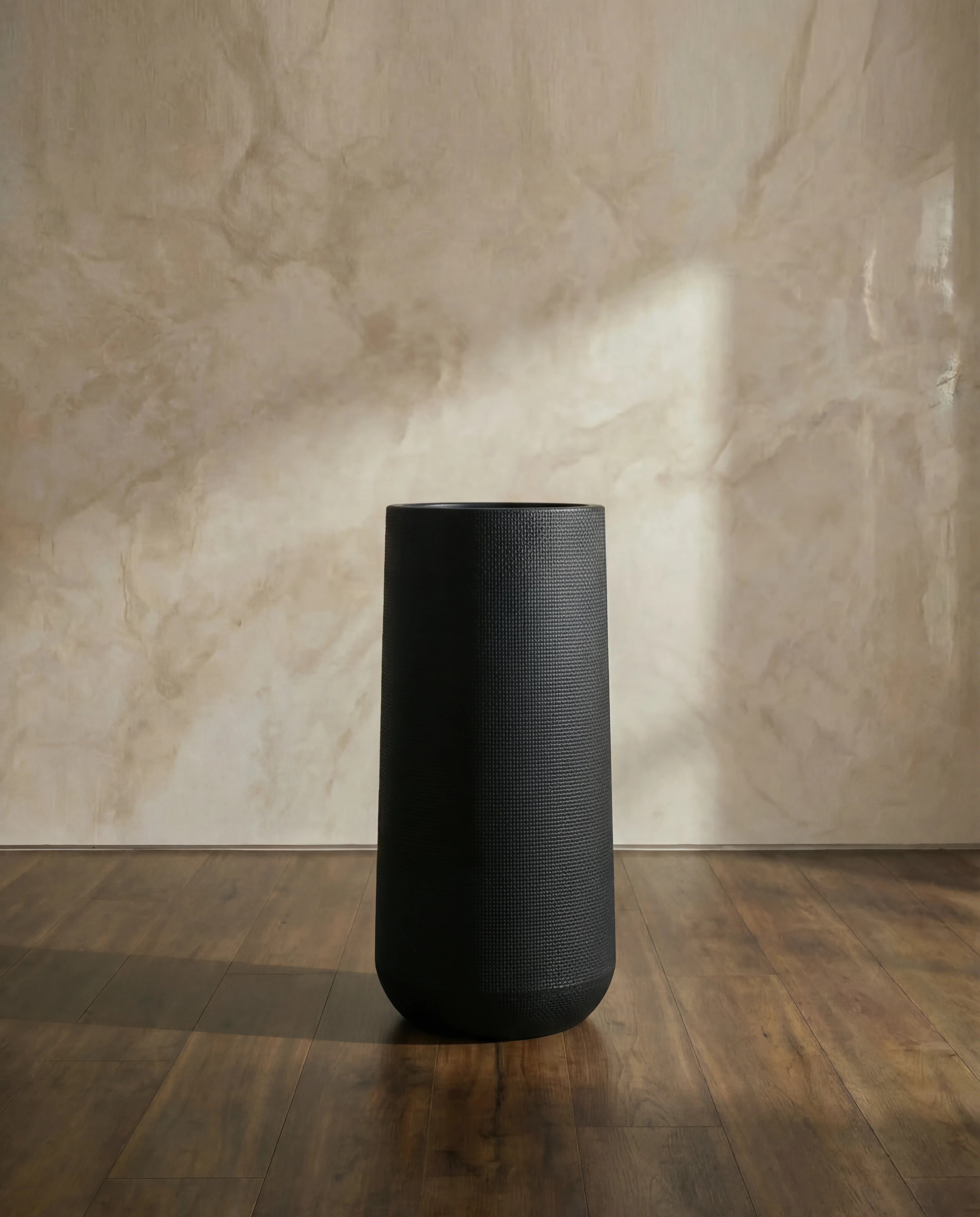 Black Tall Textured Plastic Pot - 80 cm