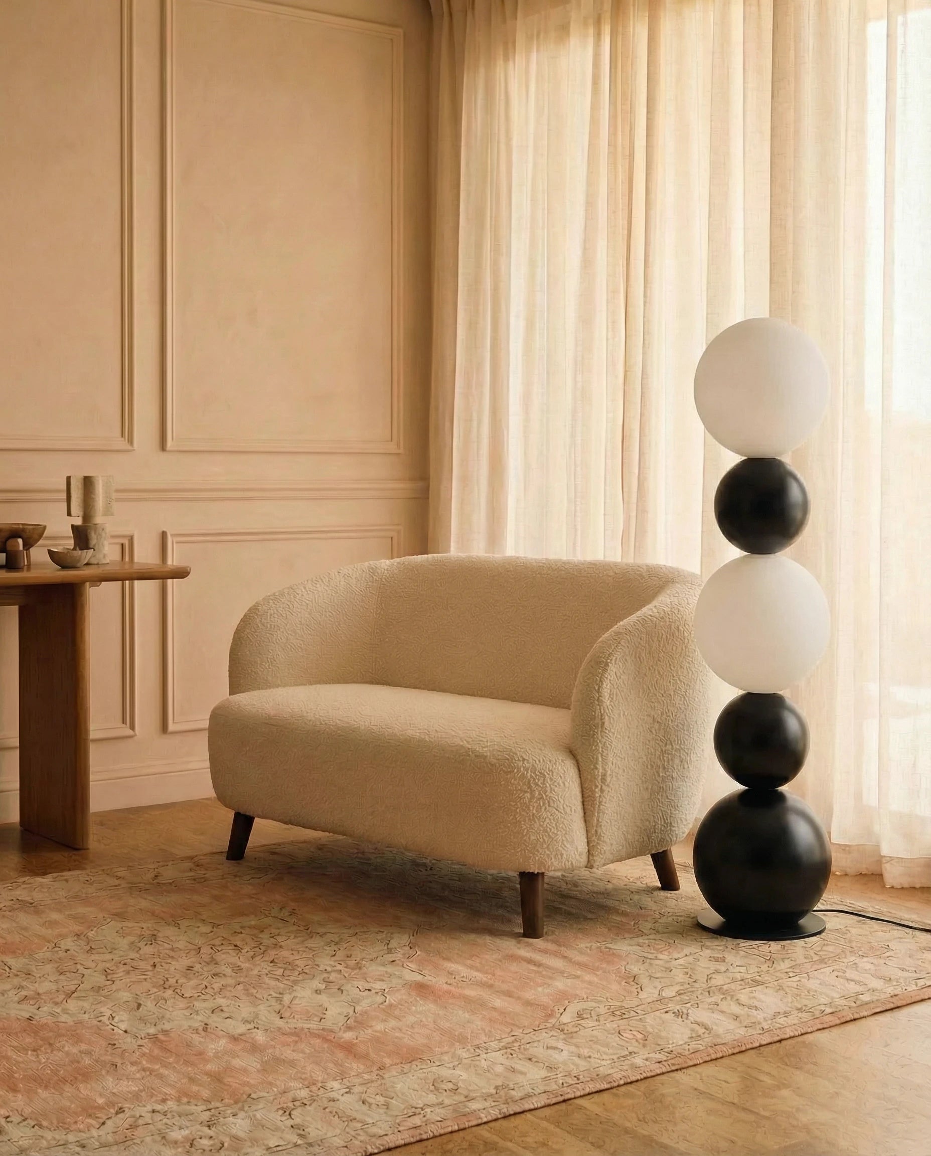 Bubble Brass Floor Lamp in Black & White