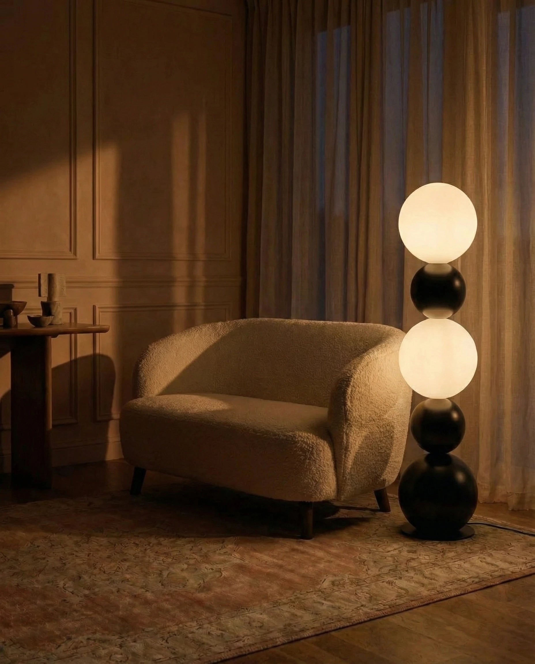 Bubble Brass Floor Lamp in Black & White