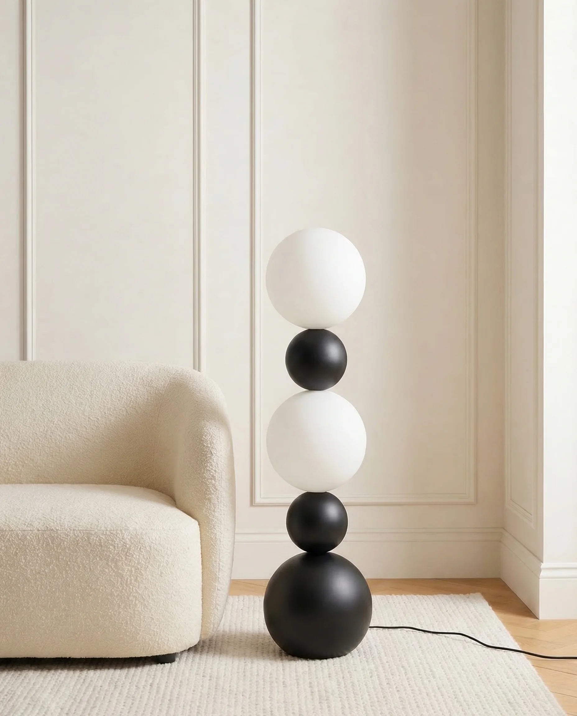 Bubble Brass Floor Lamp in Black & White