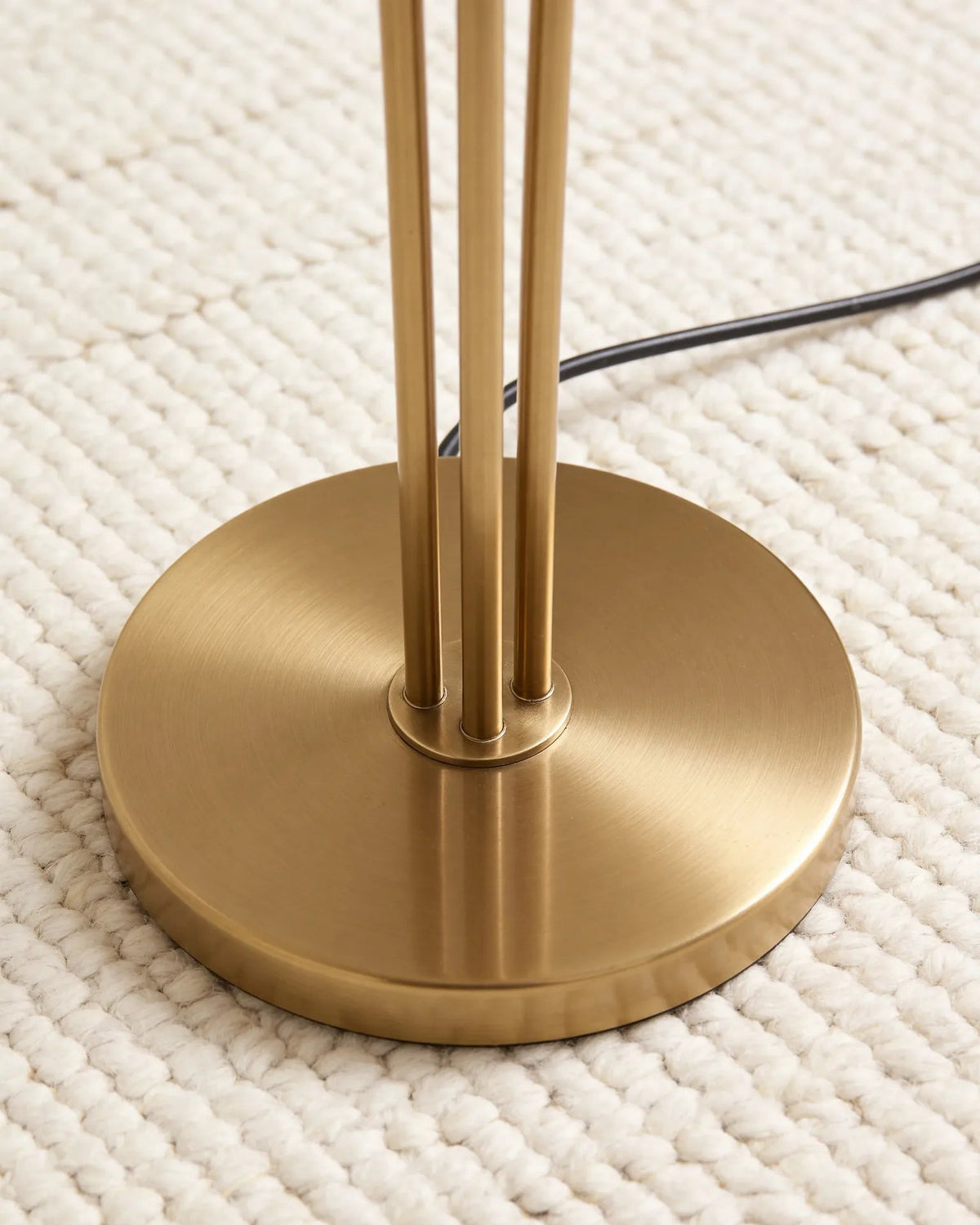 Calla gold tri-light LED floor lamp, close-up detail