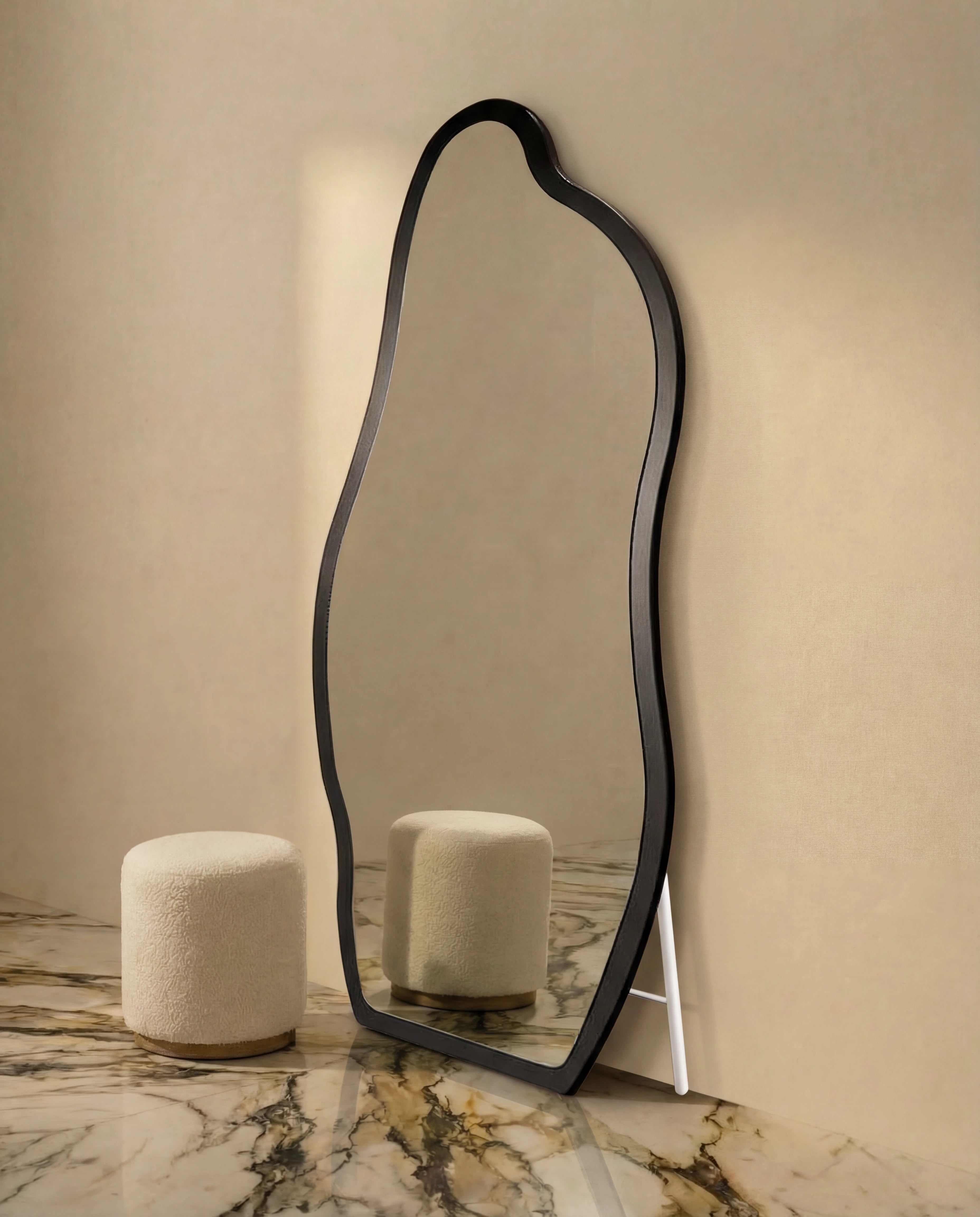 Cassie Black Framed Irregular Floor Mirror