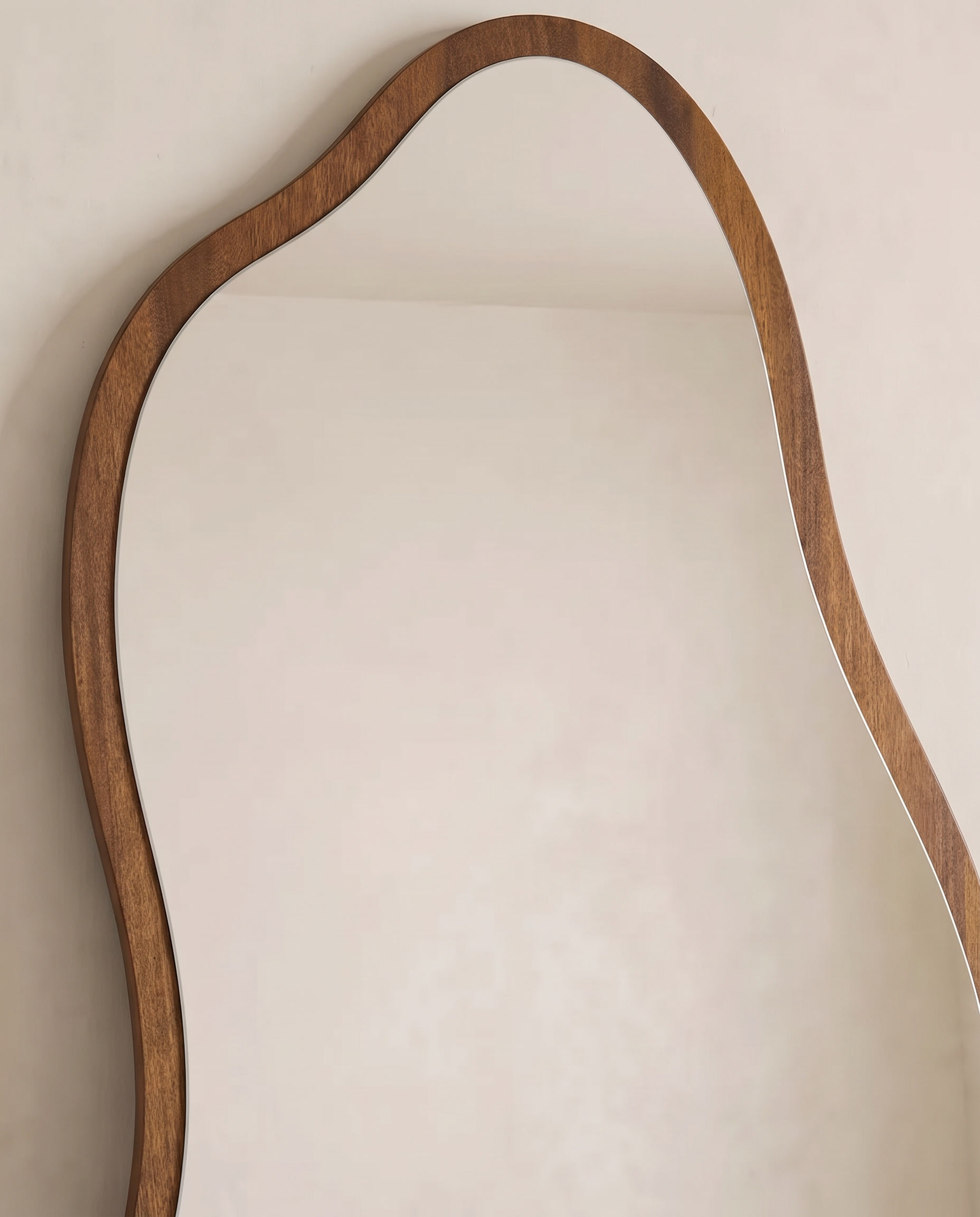 Cassie brown irregular floor mirror, close-up of the frame