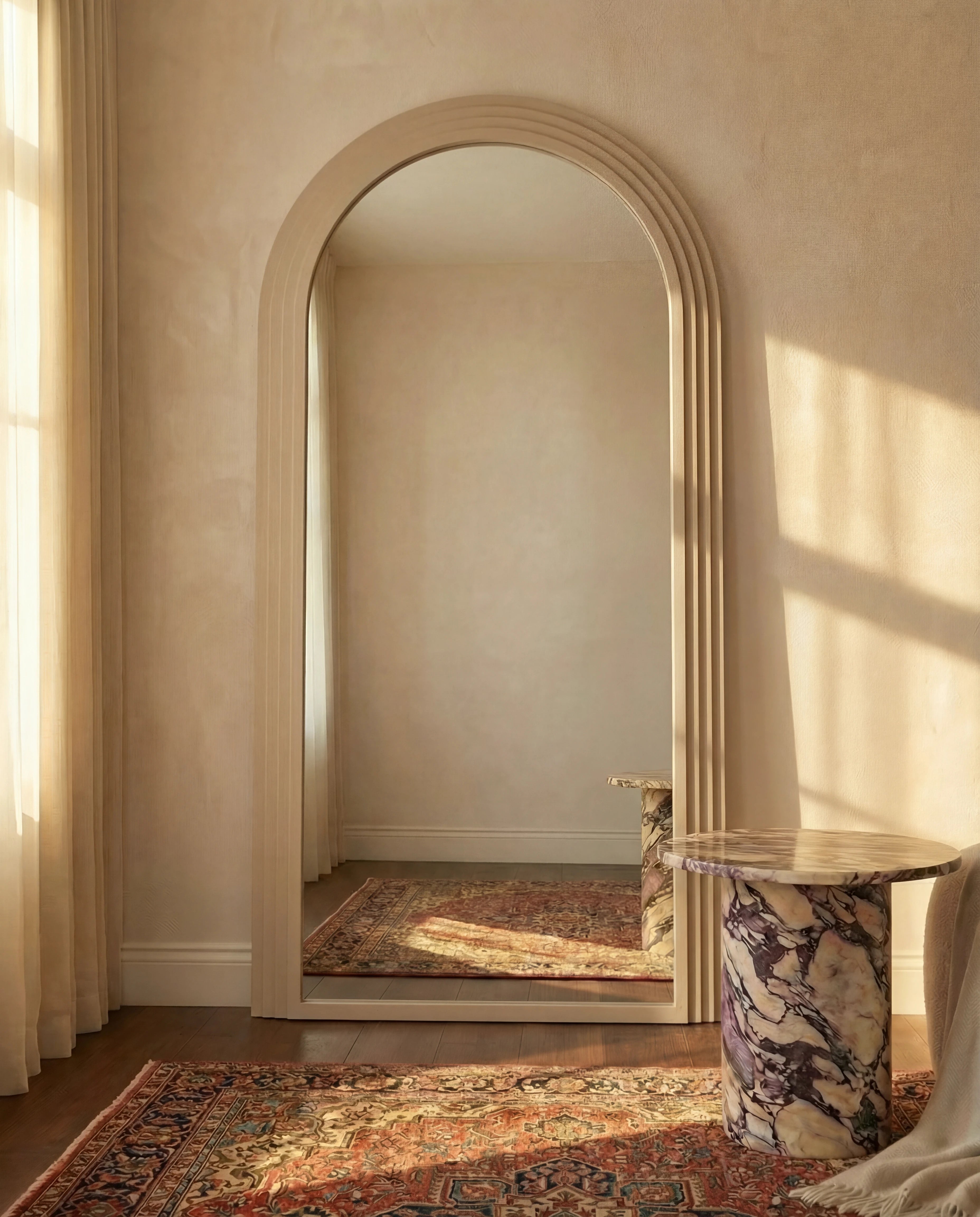 Charlotte Beige Arched Full Length Mirror