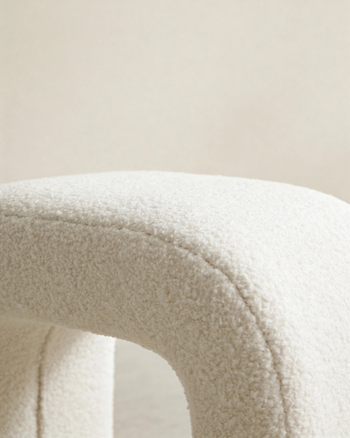 Arched bench ottoman, close-up of the upholstery