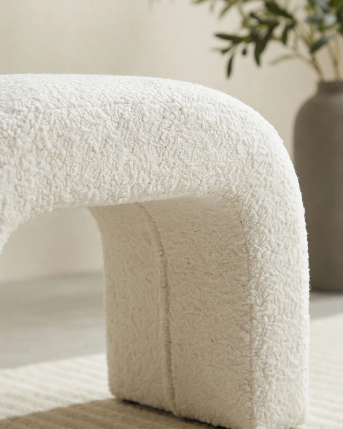Cielo arched bench ottoman, side view