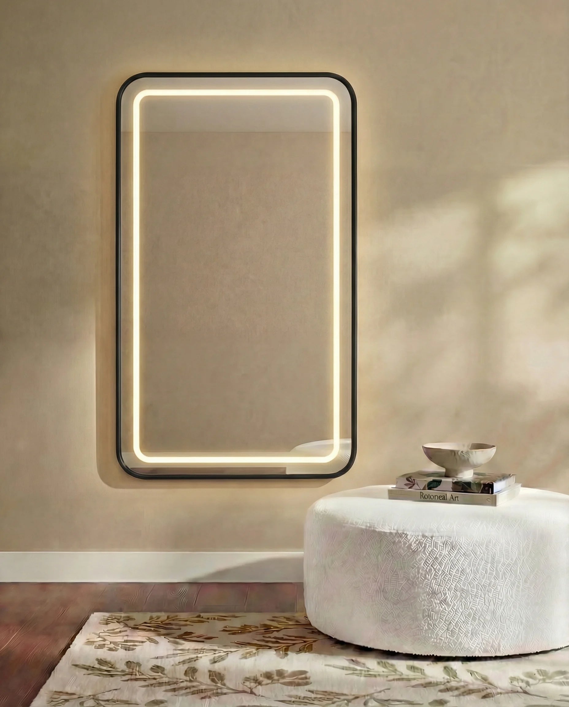 Deluxe LED Black Framed Rectangular Wall Mirror