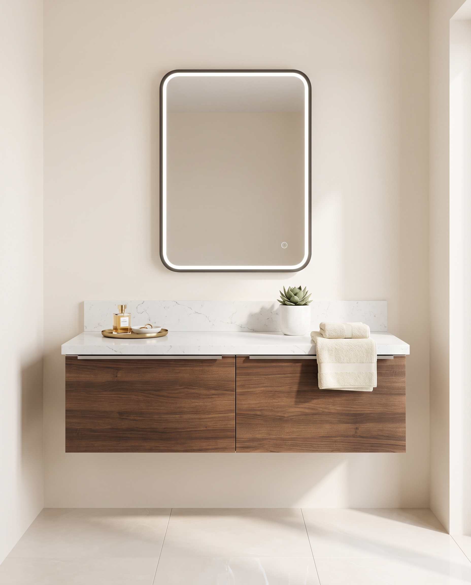 Deluxe Black Inner Frame LED Rectangular Vanity Wall Mirror