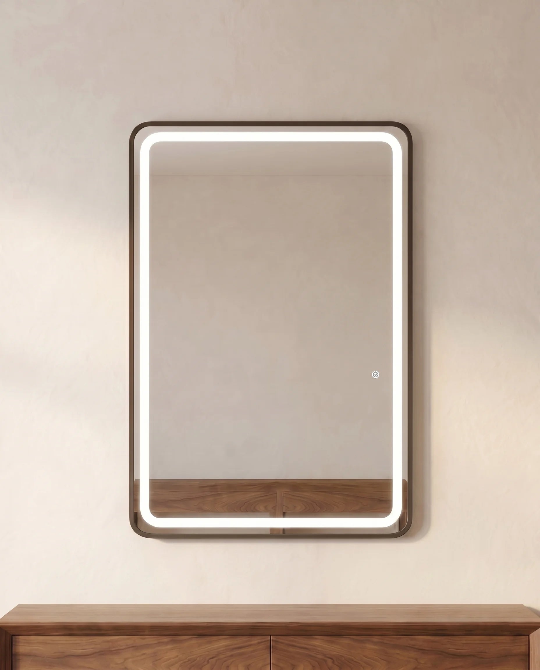 Deluxe LED Black Framed Rectangular Wall Mirror
