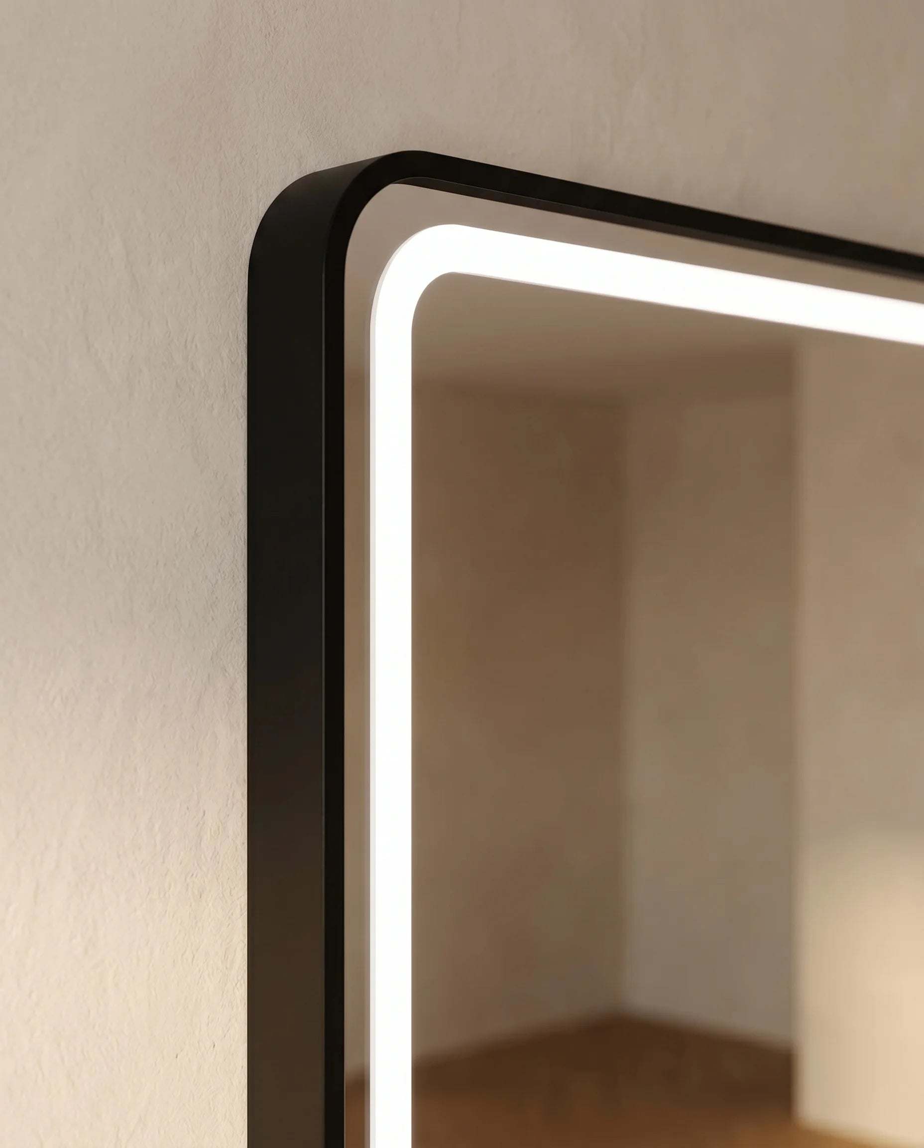 Deluxe LED Black Framed Rectangular Wall Mirror