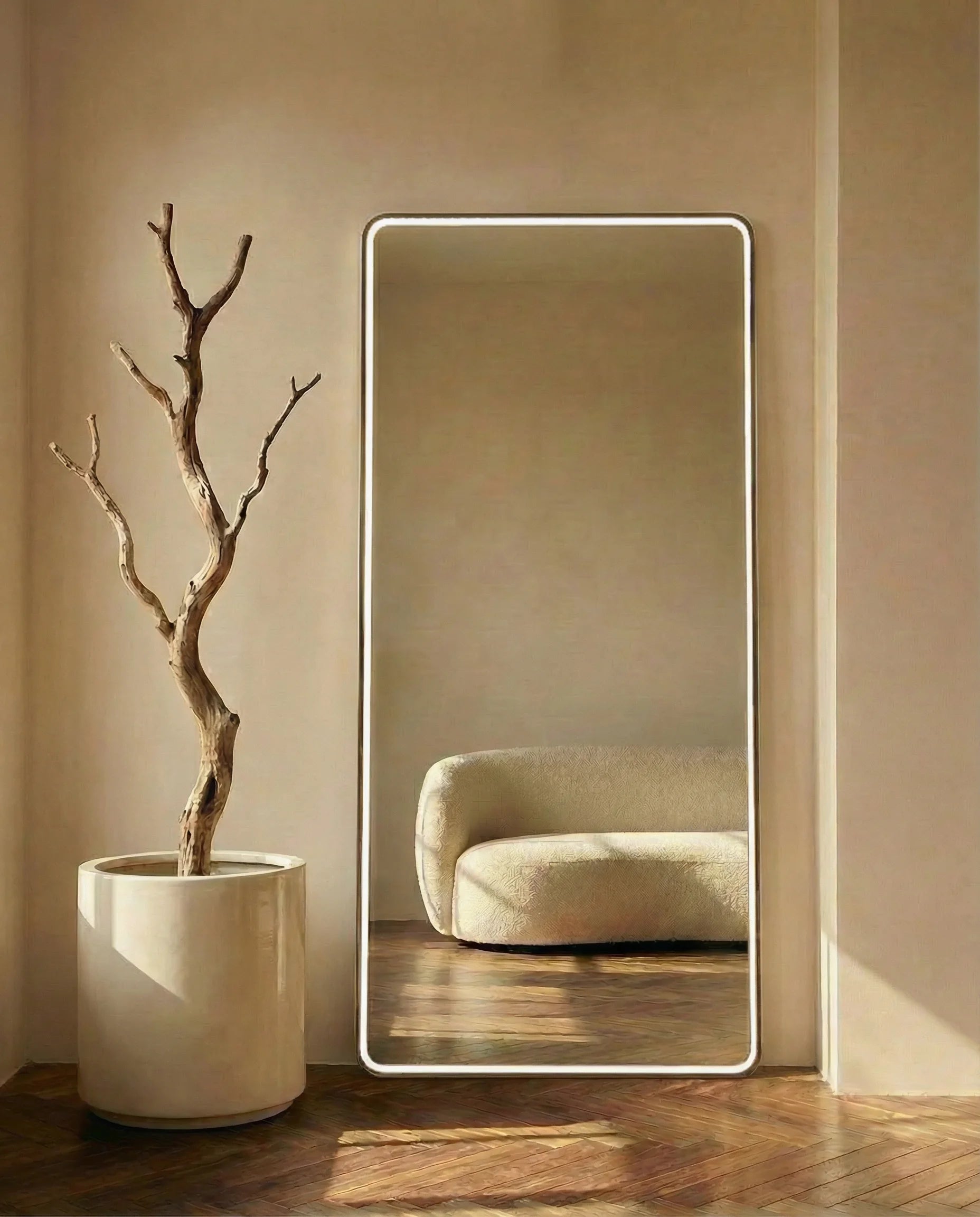 Dominic Black Frame LED Rectangular Floor Mirror