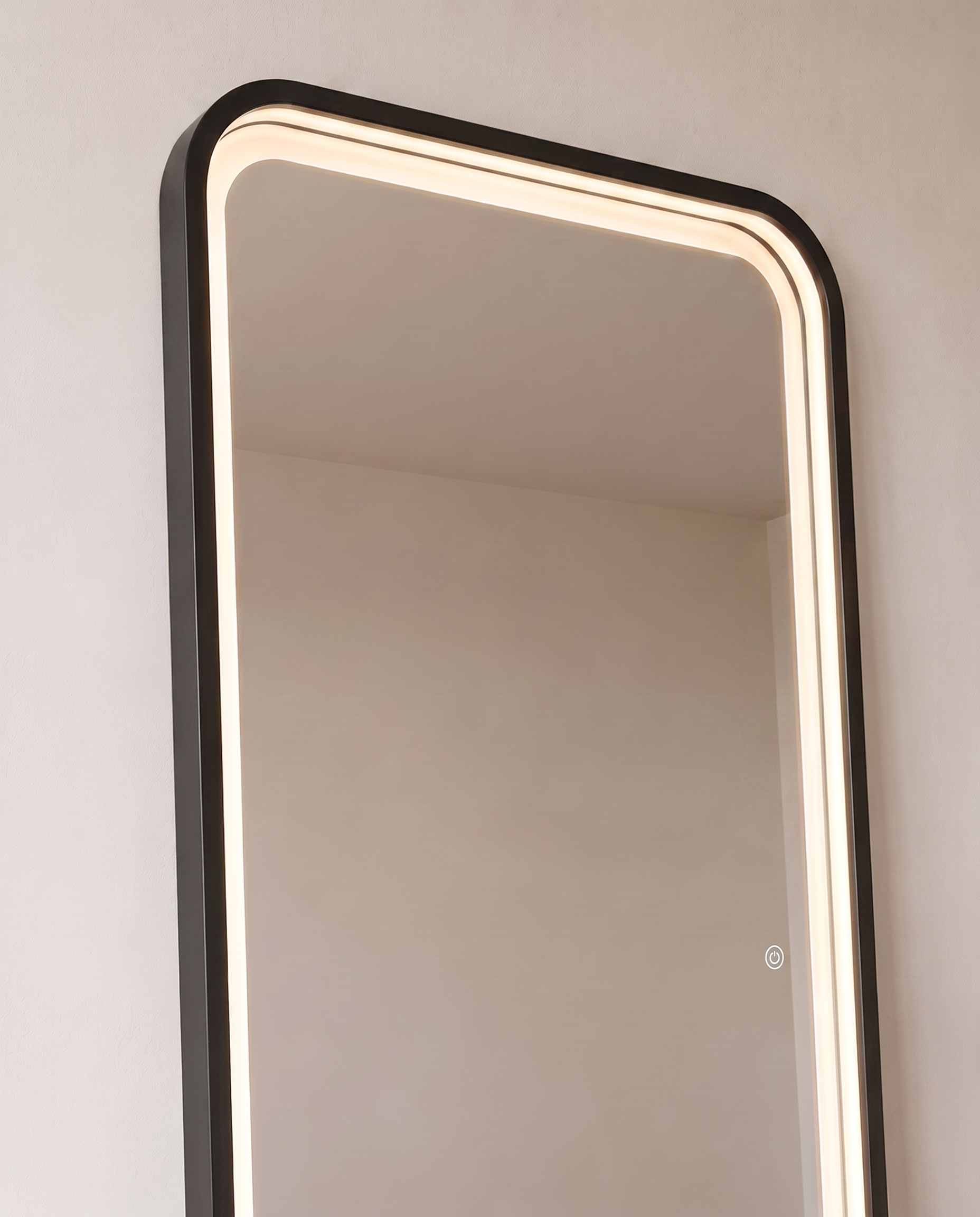 Dominic Black Inner Frame LED Rectangular Floor Mirror