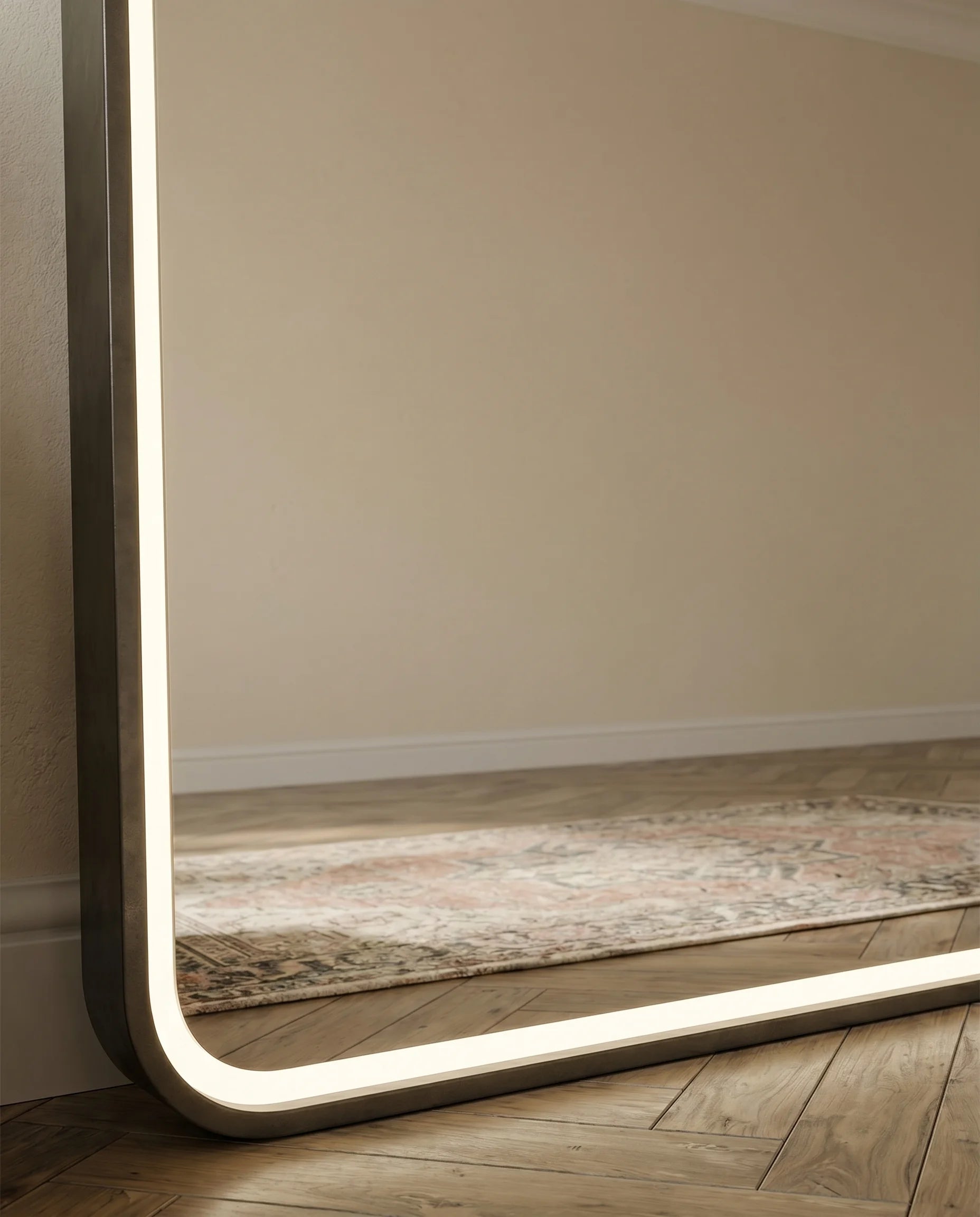 Dominic Black Frame LED Rectangular Floor Mirror