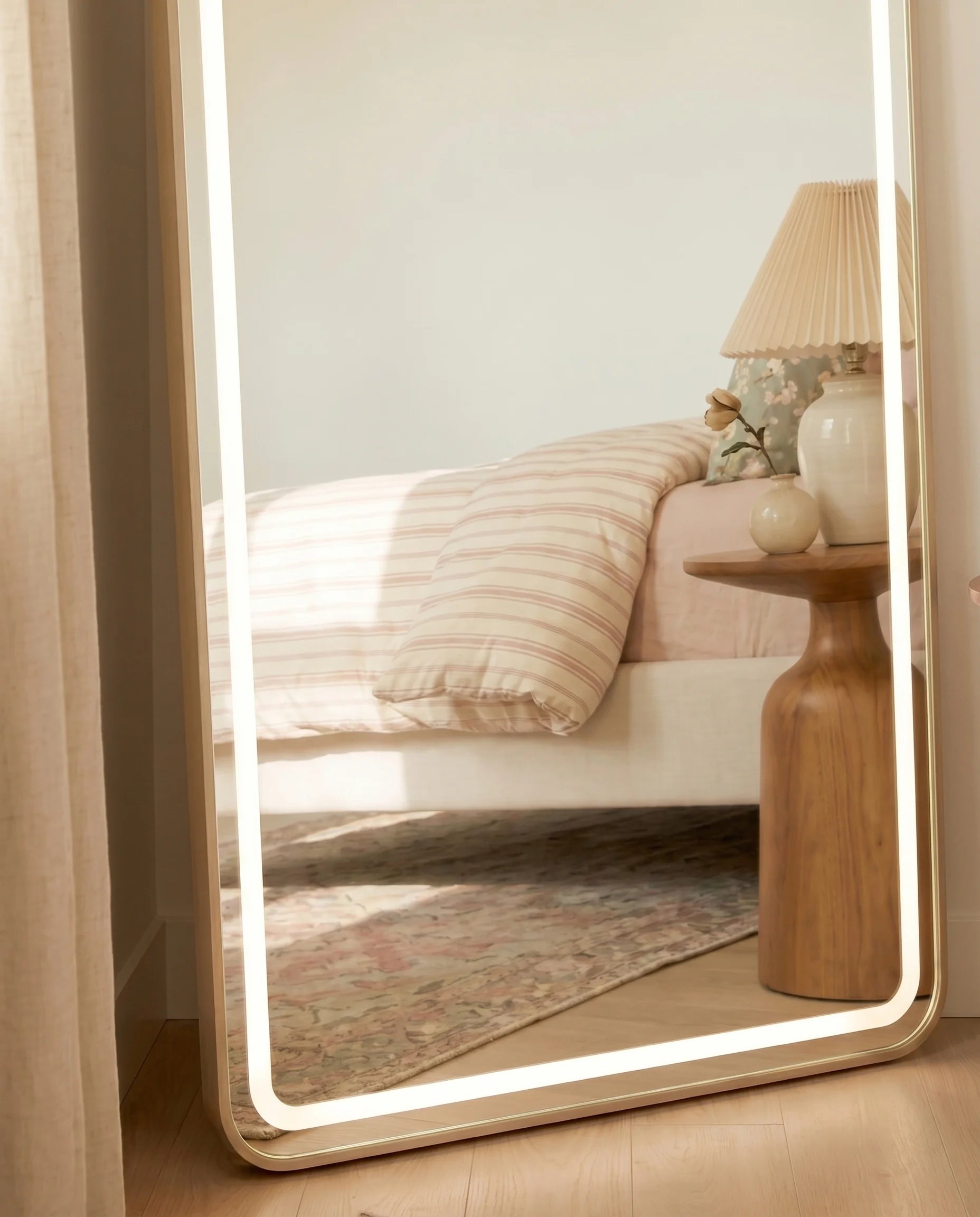 Dominic LED Slim Floor Mirror with Golden Frame