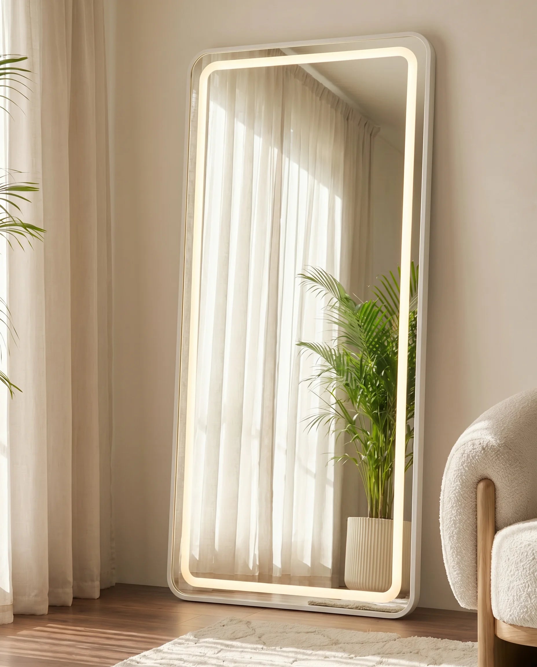 Dominic Silver Frame LED Rectangular Floor Mirror