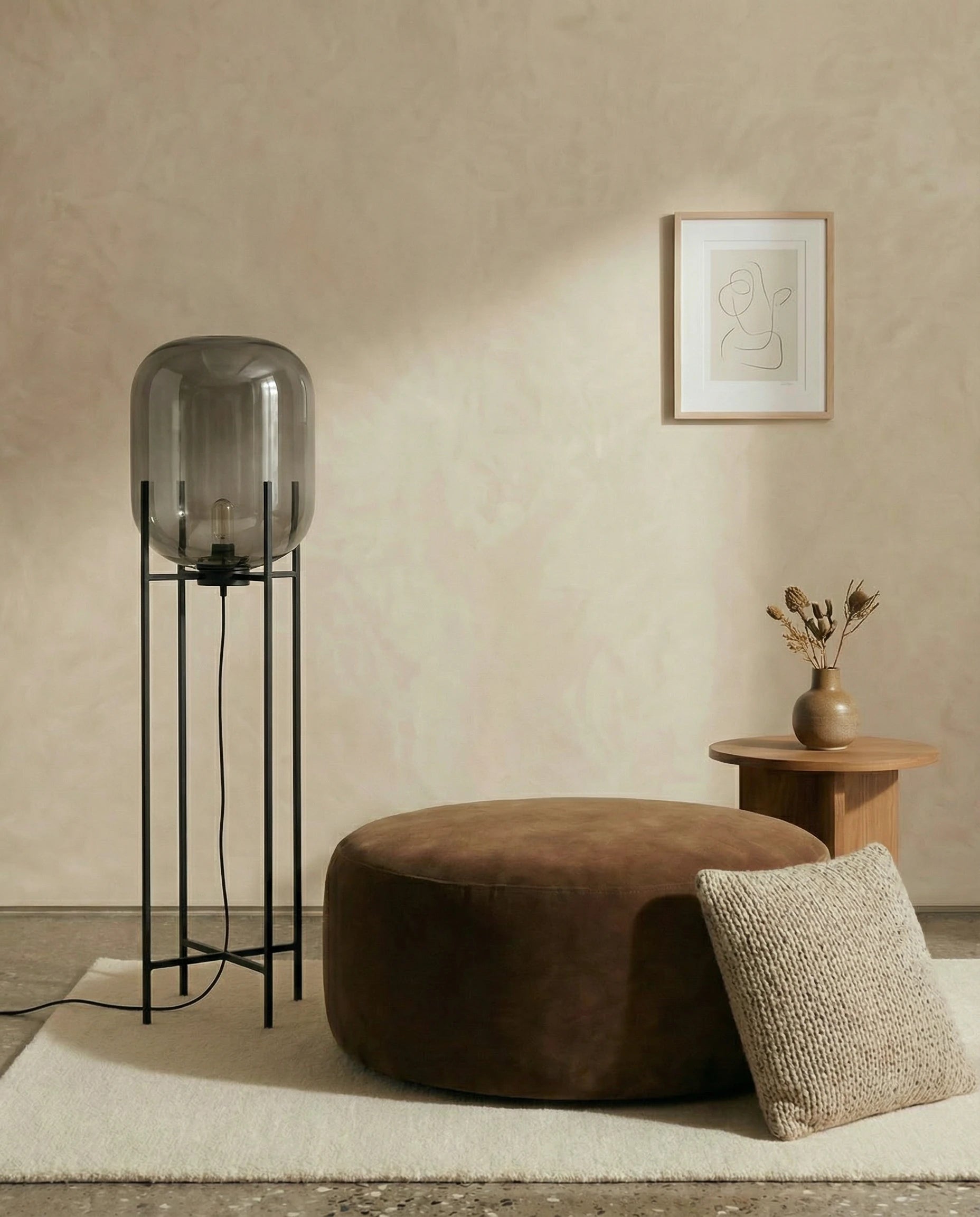 Edison Glass Nordic Lantern Floor Lamp