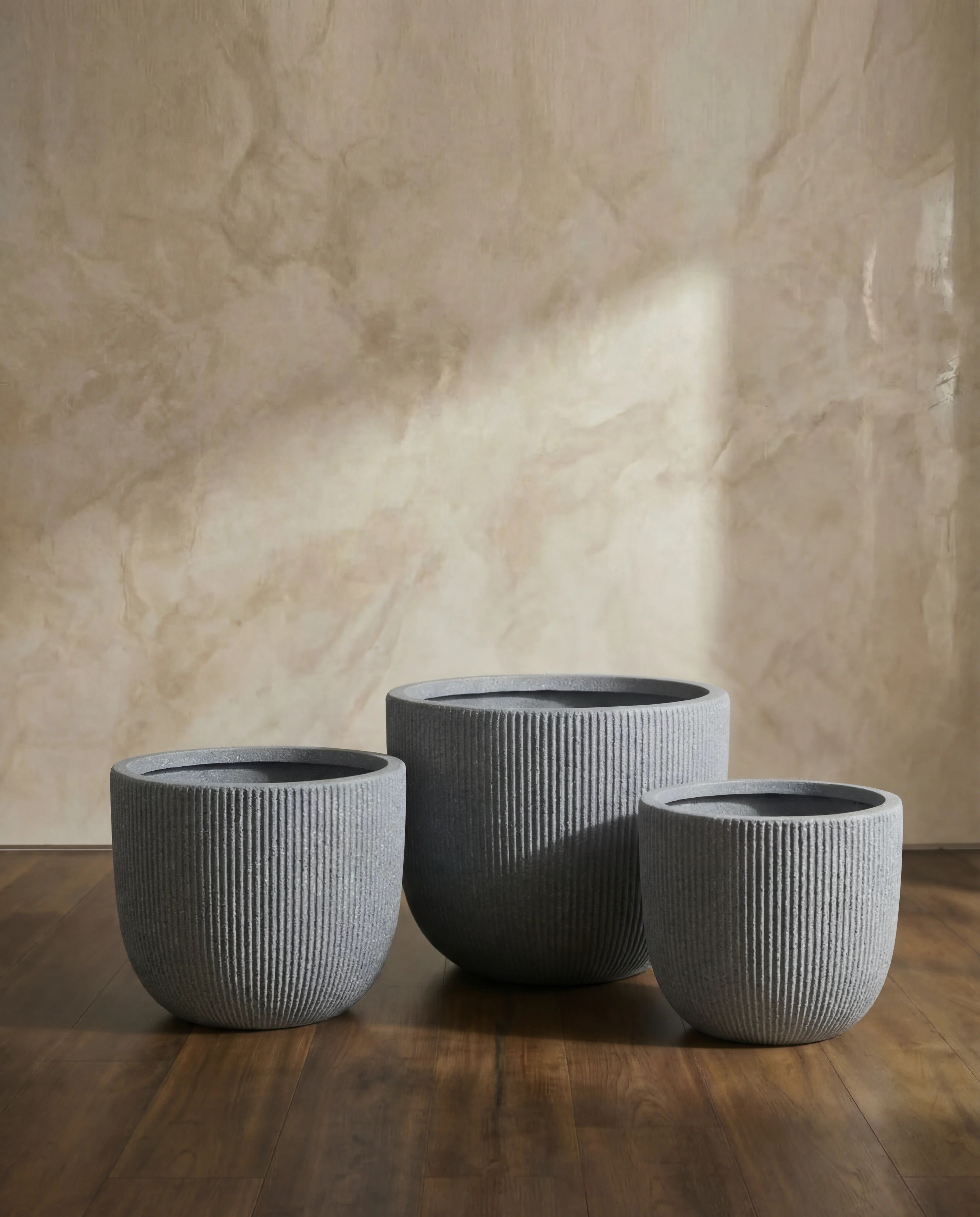 Egg Cup Grey Ridged Fiberclay Pots