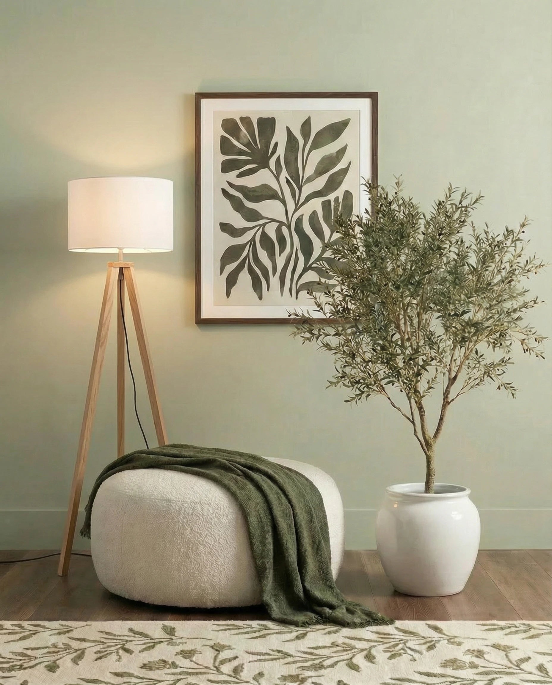 Elania Light Wood Tripod Floor Lamp